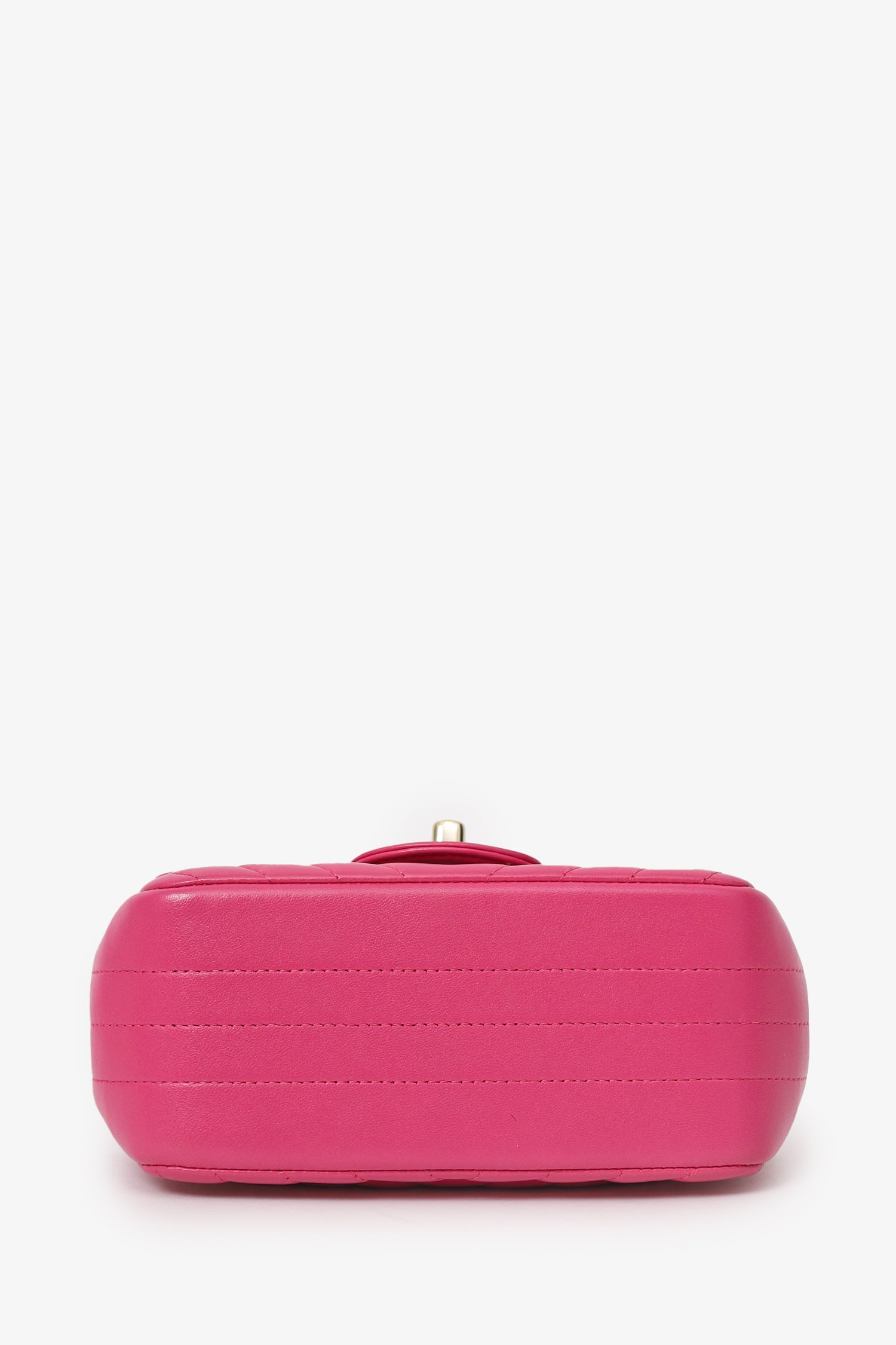 Pre-Loved Chanel™ 2017/18 Pink Leather Chevron Mini Square Flap Bag