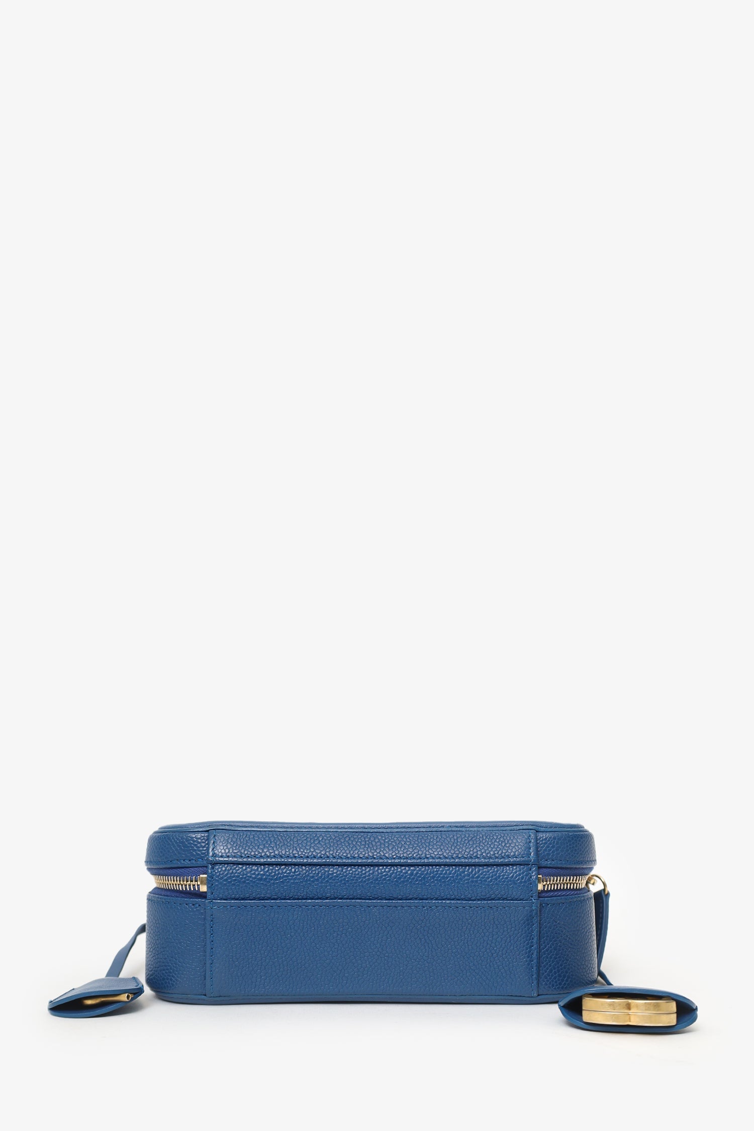 Pre-Loved Chanel™ 2019 Blue Caviar Quilted Small CC Filigree Vanity Case