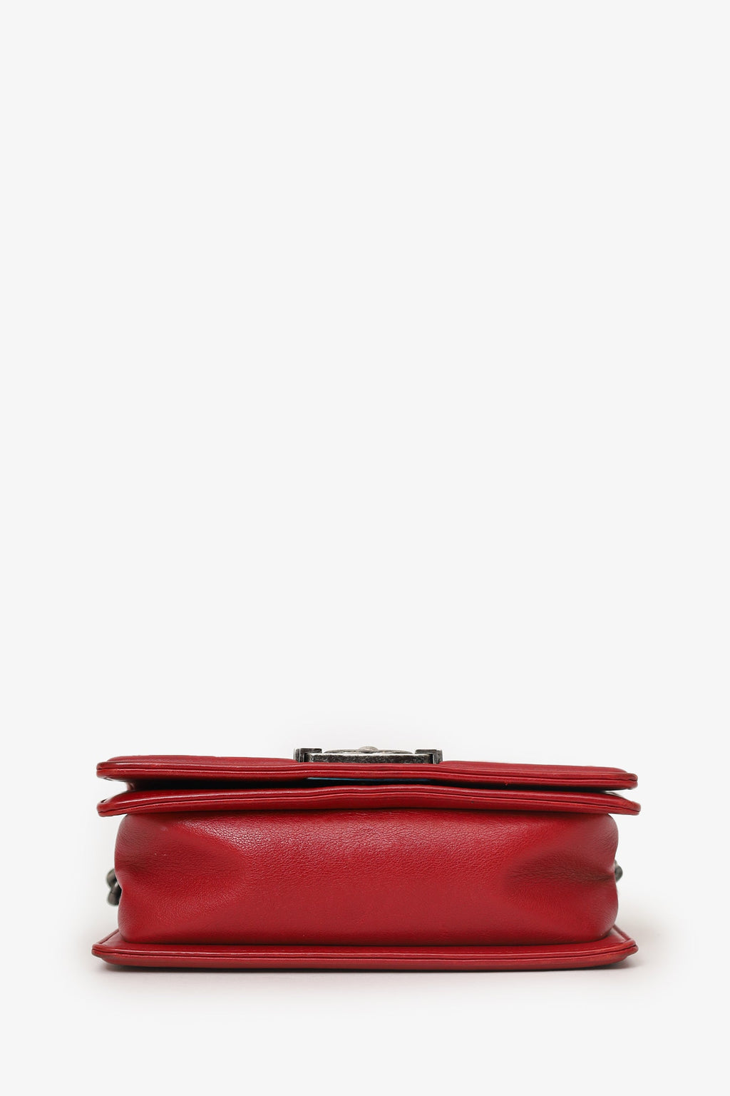 Pre-Loved Chanel™ 2016 Red Lambskin Chevron Small Boy Bag