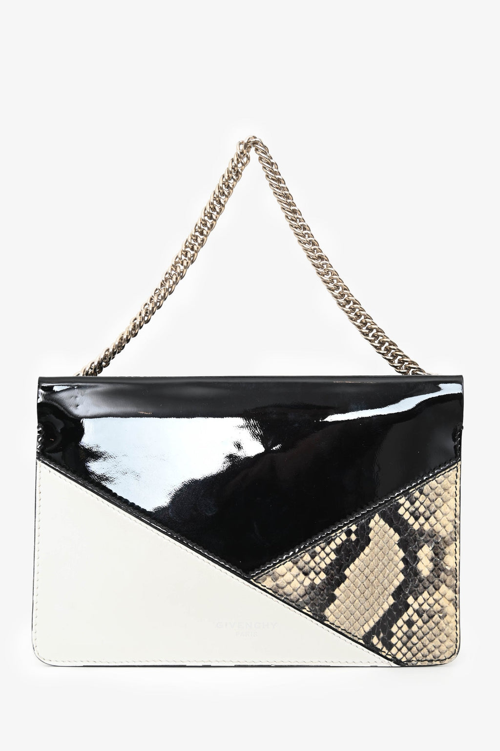 Givenchy Black Patent/Snake Print Leather Cross 3 Bag with Strap
