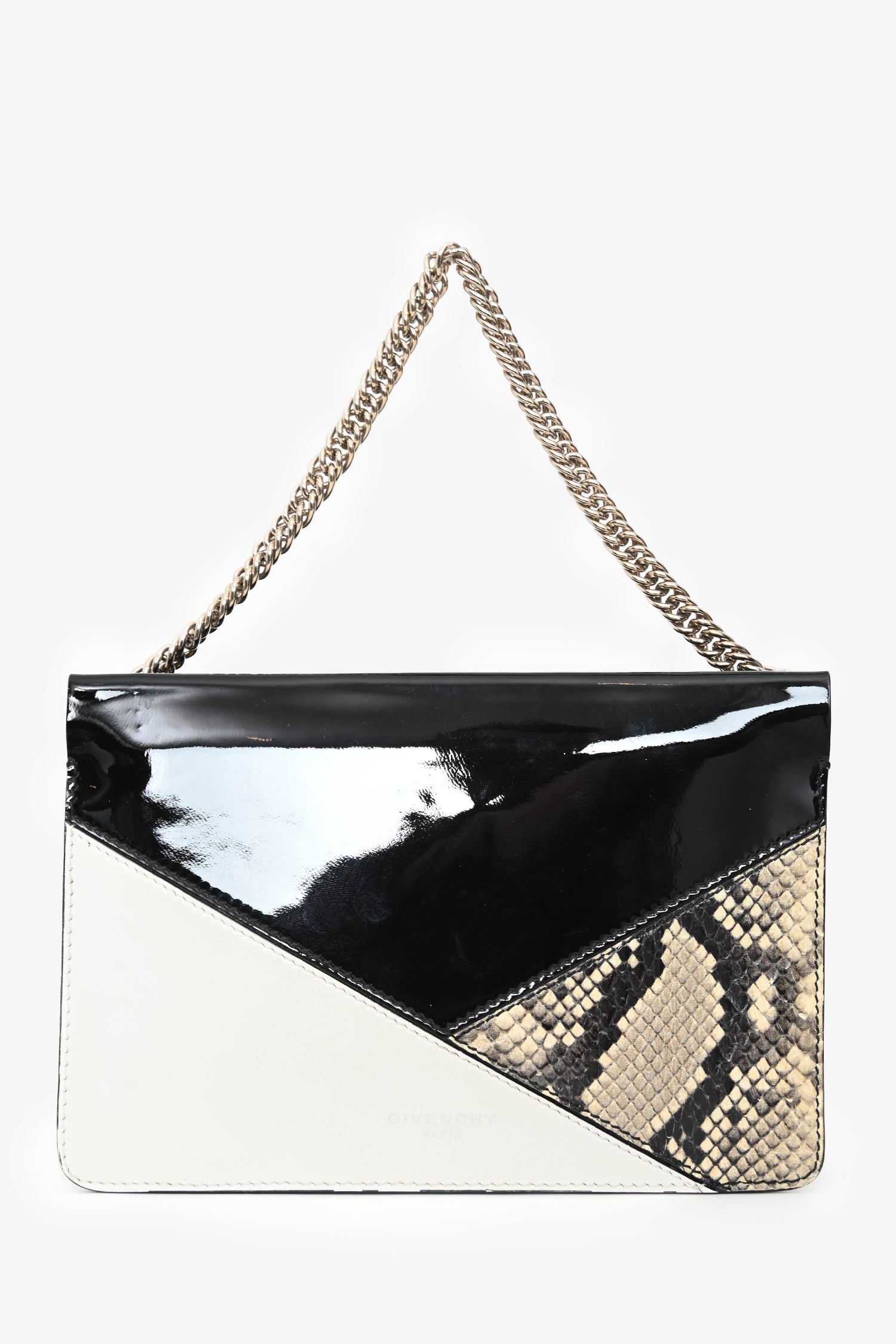 Givenchy Black Patent/Snake Print Leather Cross 3 Bag with Strap
