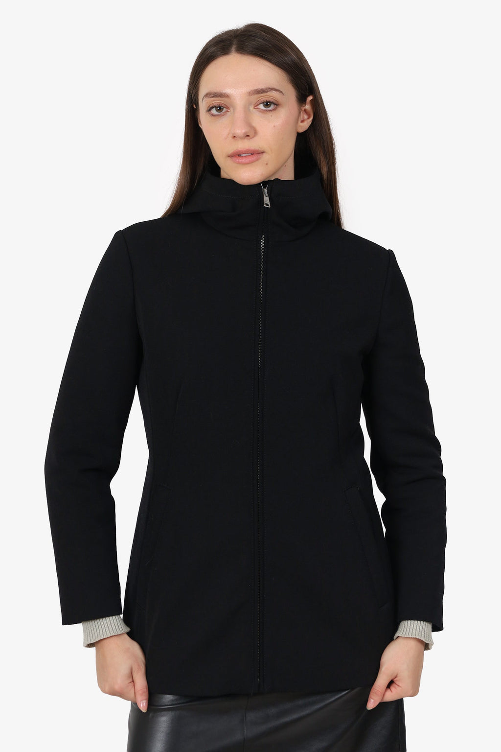 Prada Black Padded Zip-Up Jacket Size 42