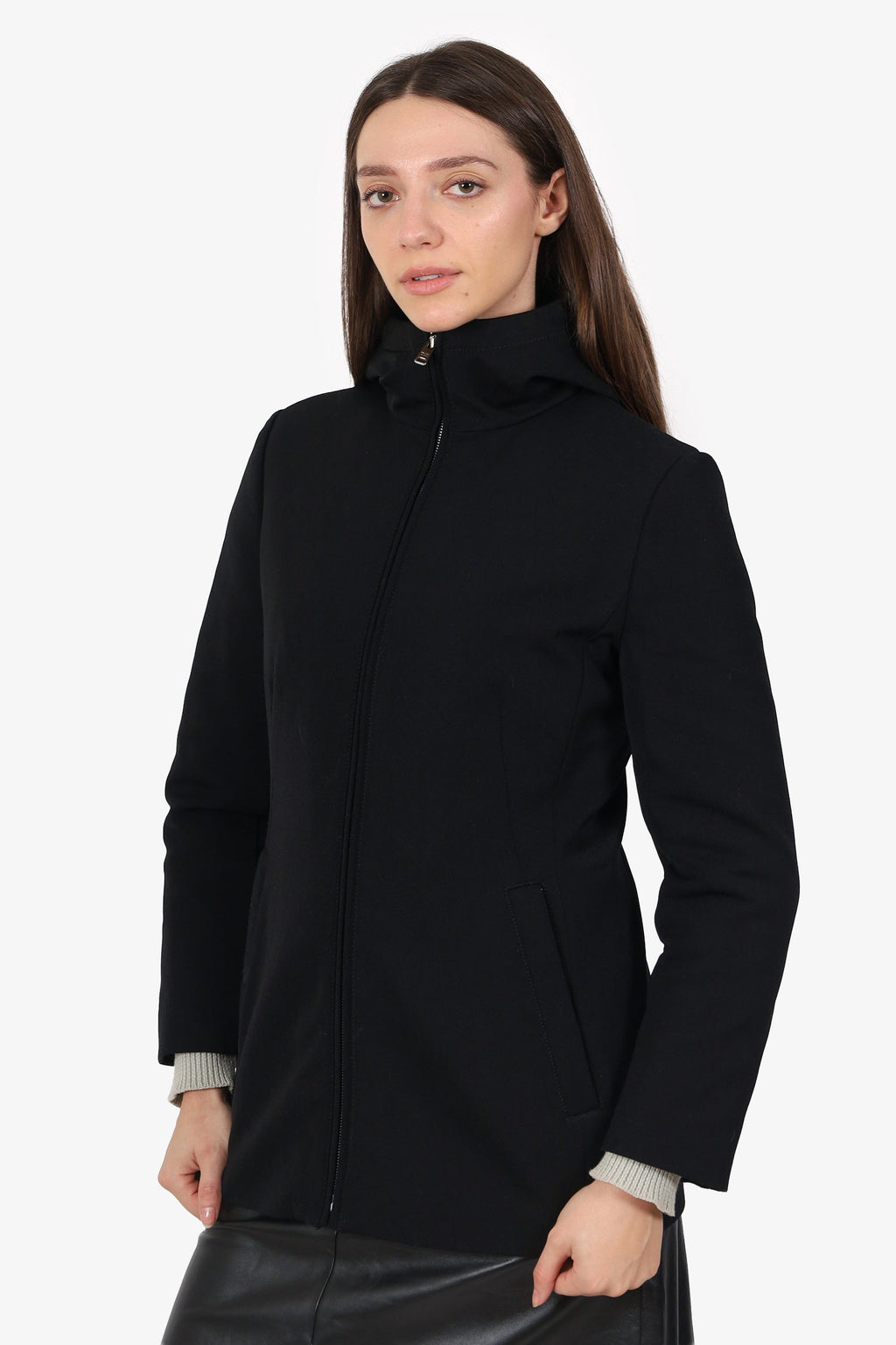 Prada Black Padded Zip-Up Jacket Size 42