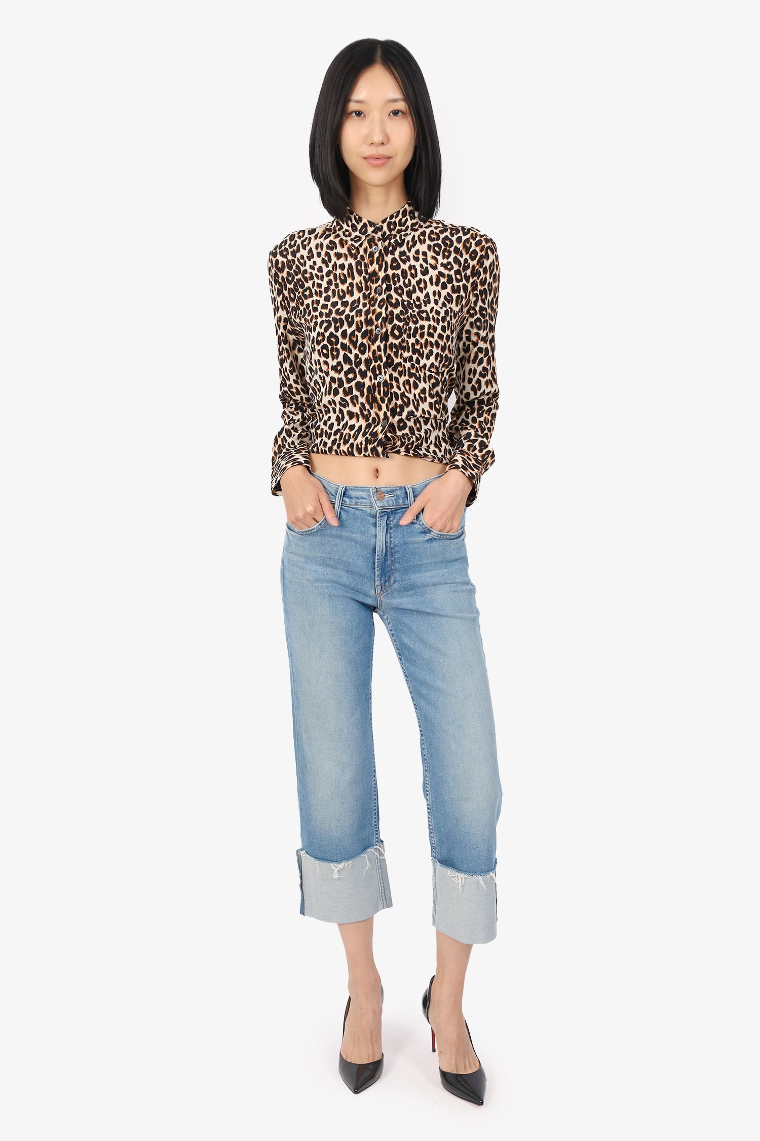 Mother Blue 'Dusty Cuff Fray' Turned Up Hem Jeans Size 25