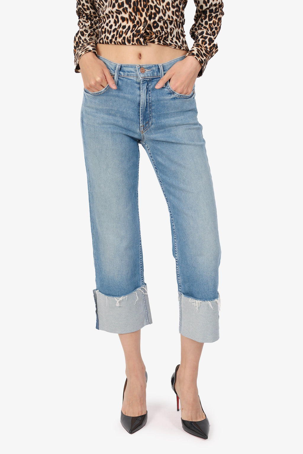 Mother Blue 'Dusty Cuff Fray' Turned Up Hem Jeans Size 25