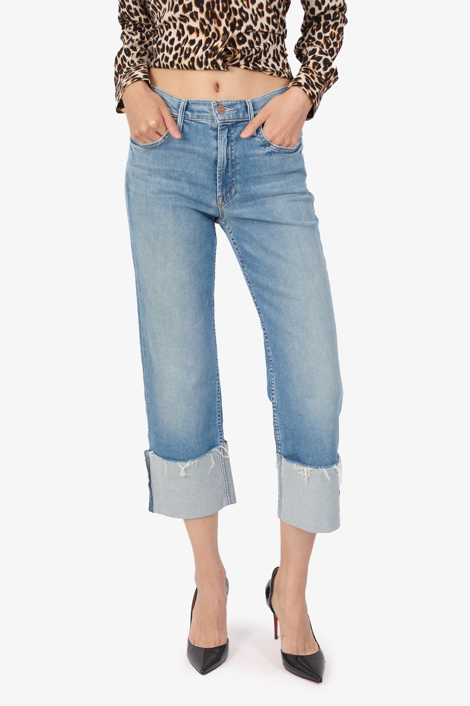 Mother Blue 'Dusty Cuff Fray' Turned Up Hem Jeans Size 25