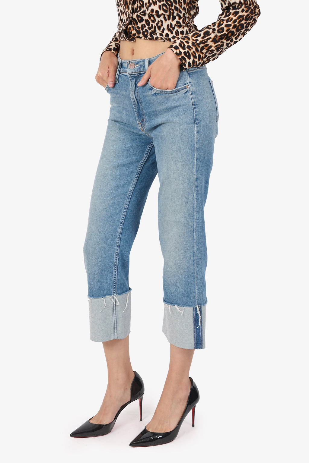 Mother Blue 'Dusty Cuff Fray' Turned Up Hem Jeans Size 25