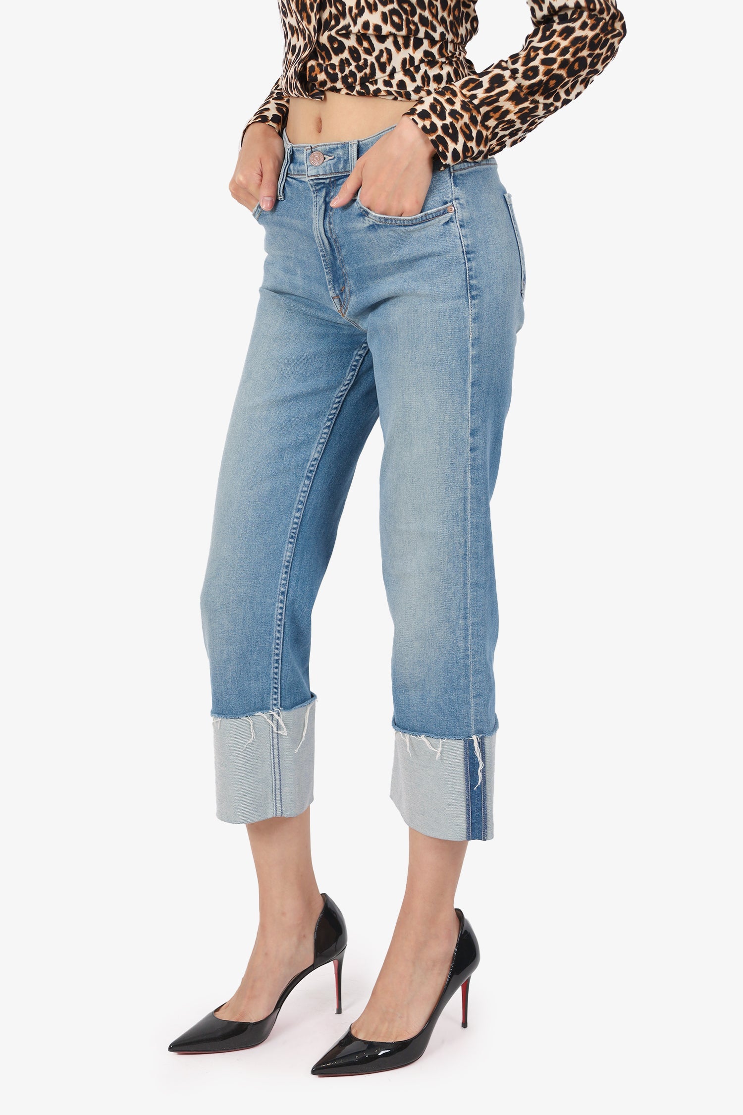Mother Blue 'Dusty Cuff Fray' Turned Up Hem Jeans Size 25