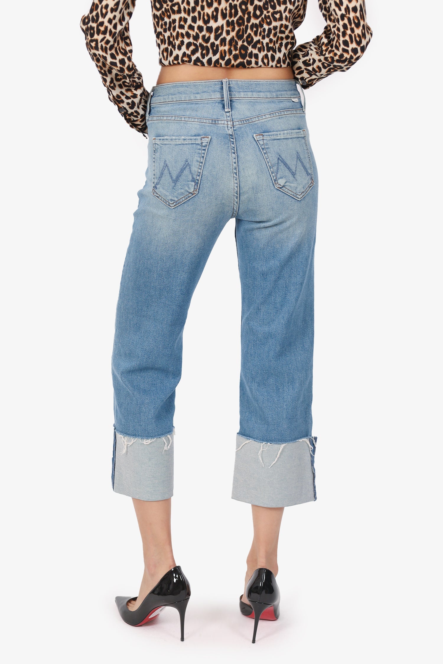 Mother Blue 'Dusty Cuff Fray' Turned Up Hem Jeans Size 25