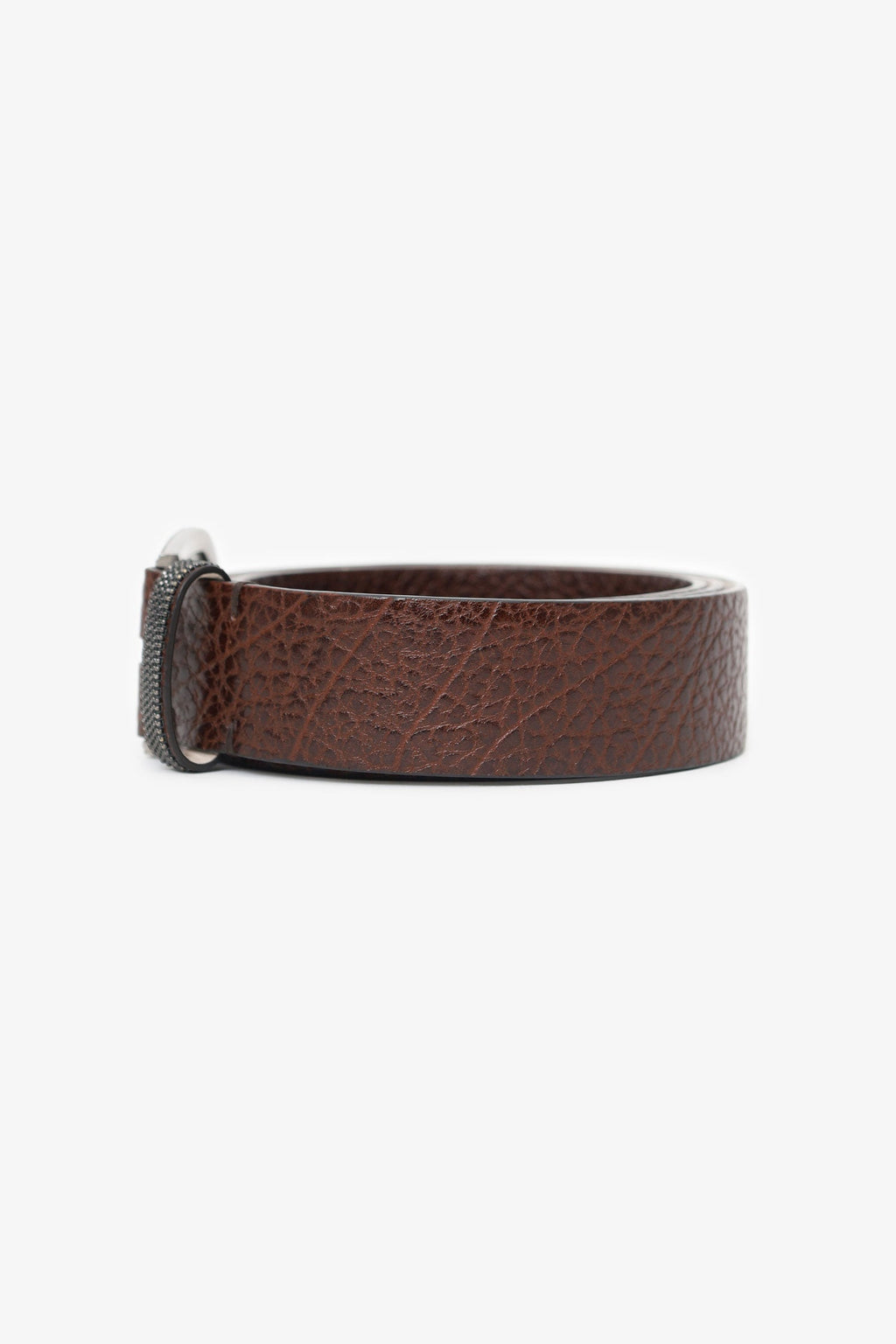 Brunello Cucinelli Brown Leather Beaded Belt Size XS