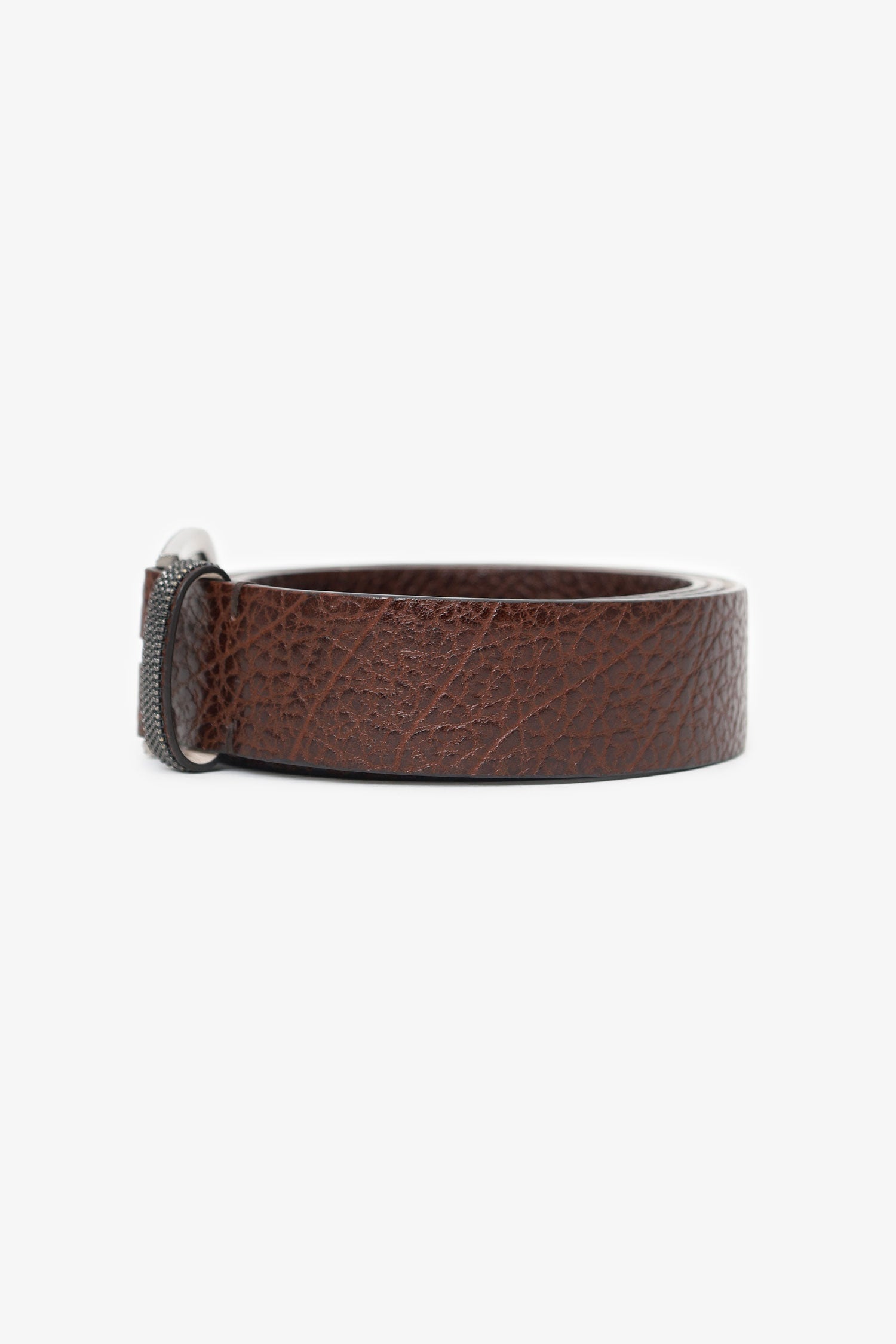 Brunello Cucinelli Brown Leather Beaded Belt Size XS