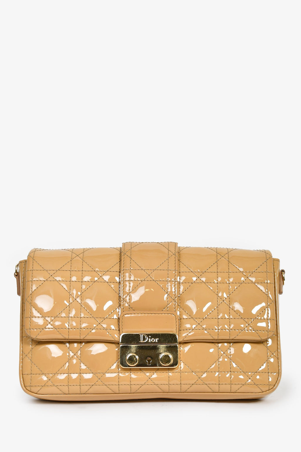 Christian Dior 2013 Beige Patent Leather Cannage 'Miss Dior' Wallet on Chain