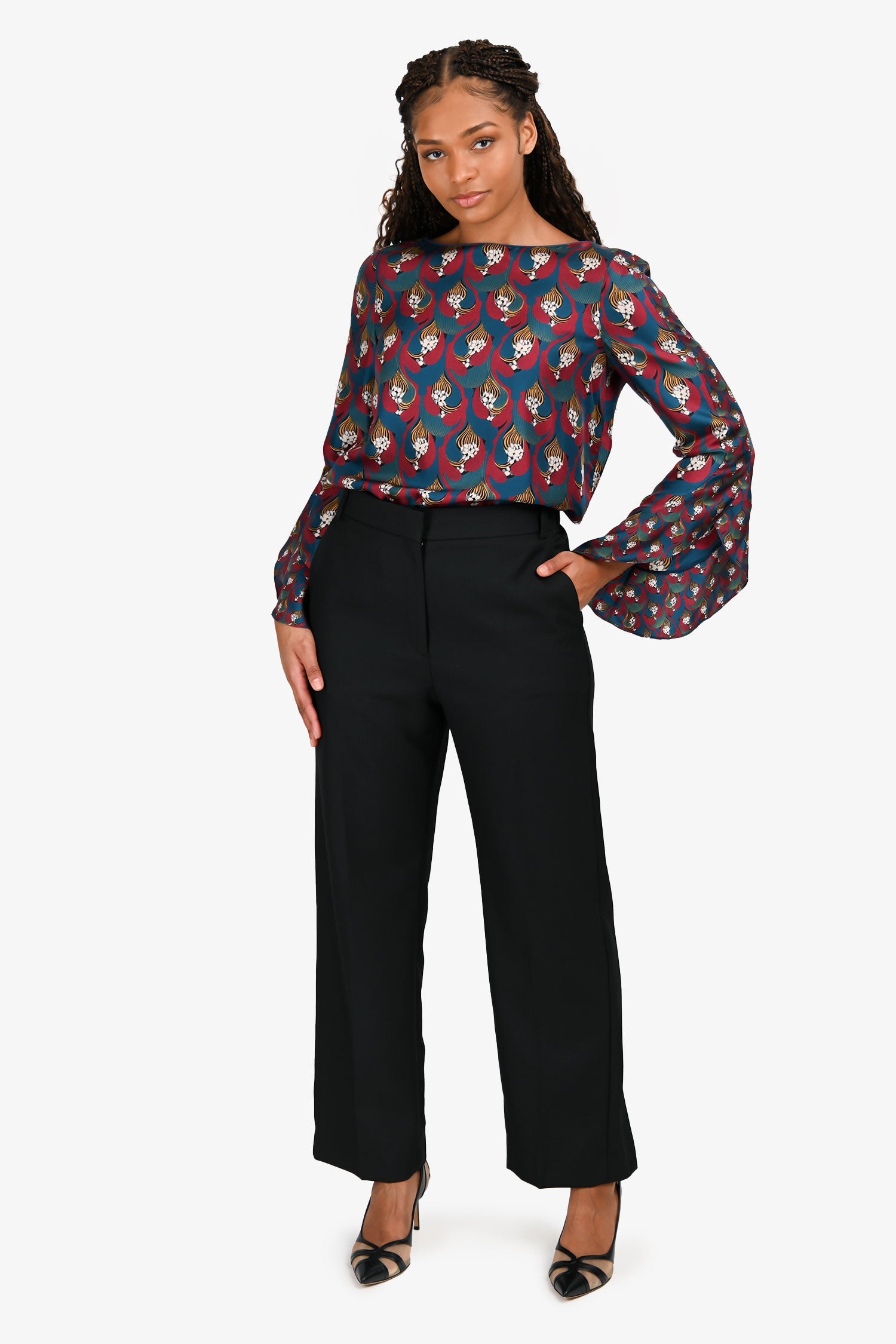 Maje Black Pleated Tapered Trouser Size 42