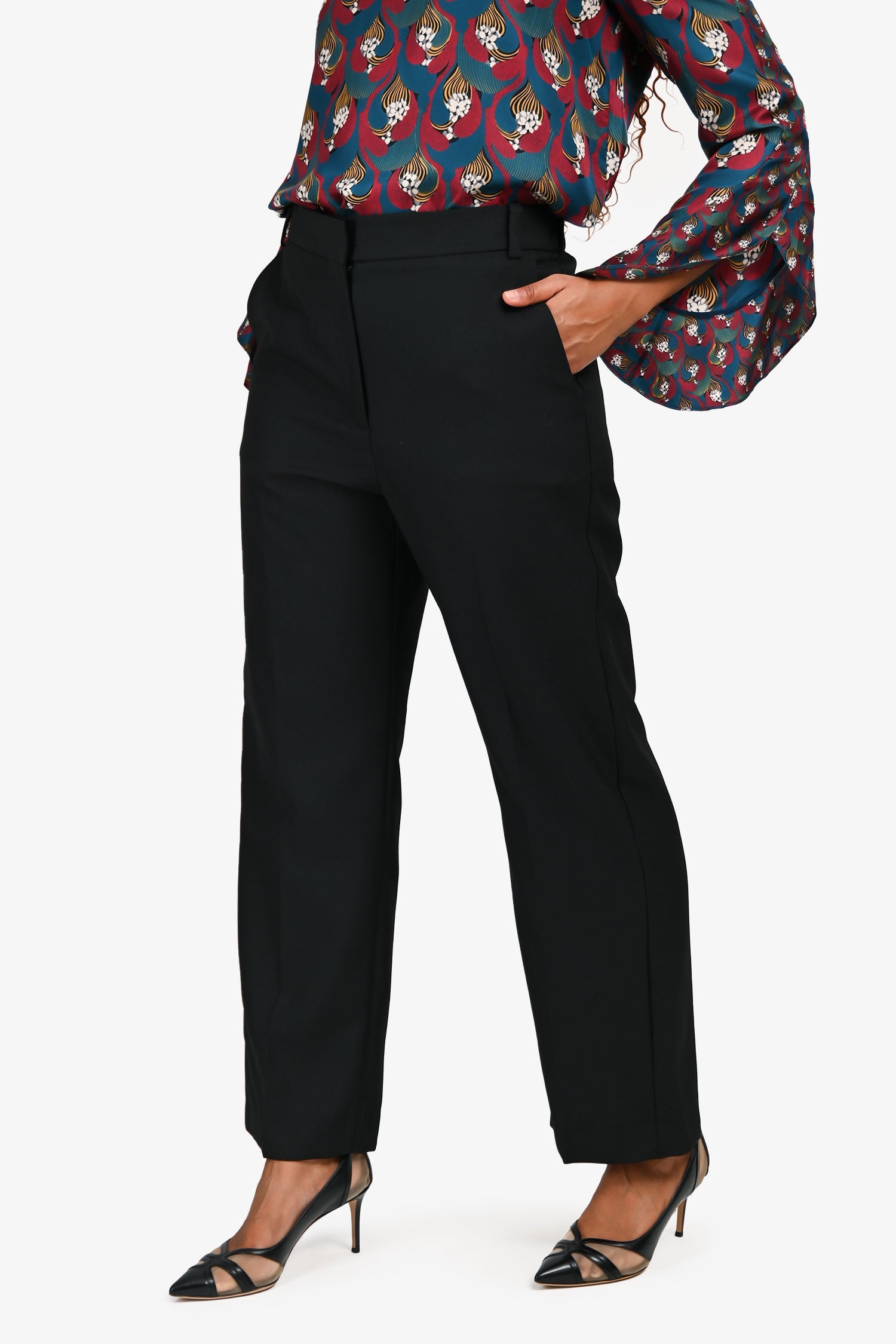 Maje Black Pleated Tapered Trouser Size 42