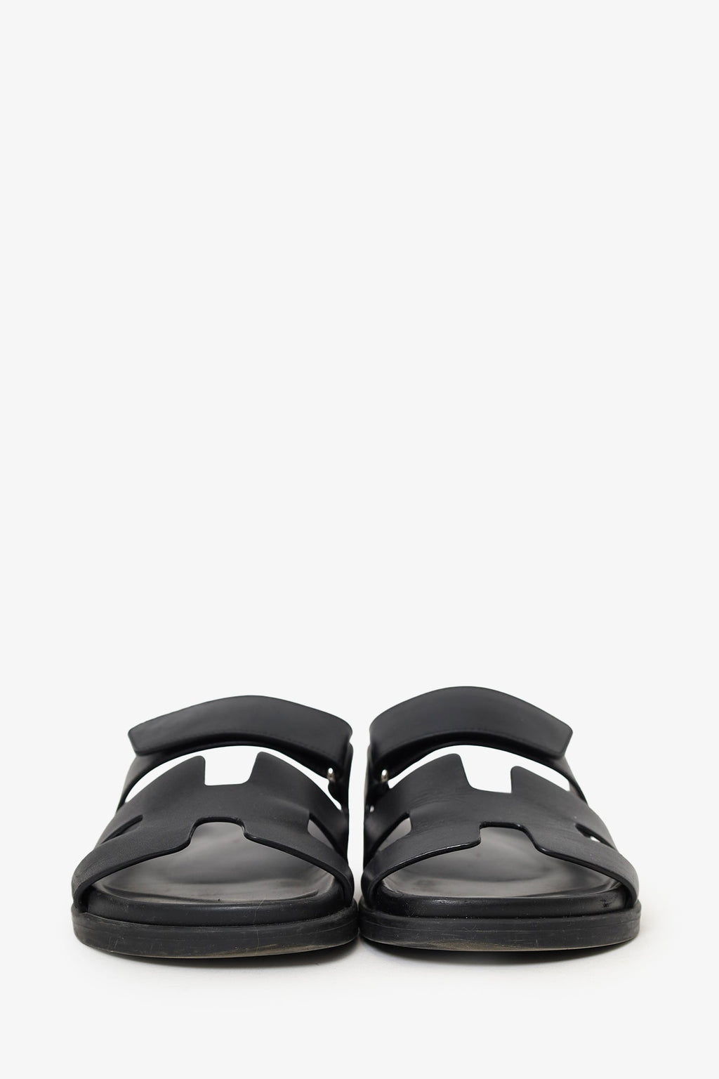 Hermès Black Leather Chypre Sandals Size 38