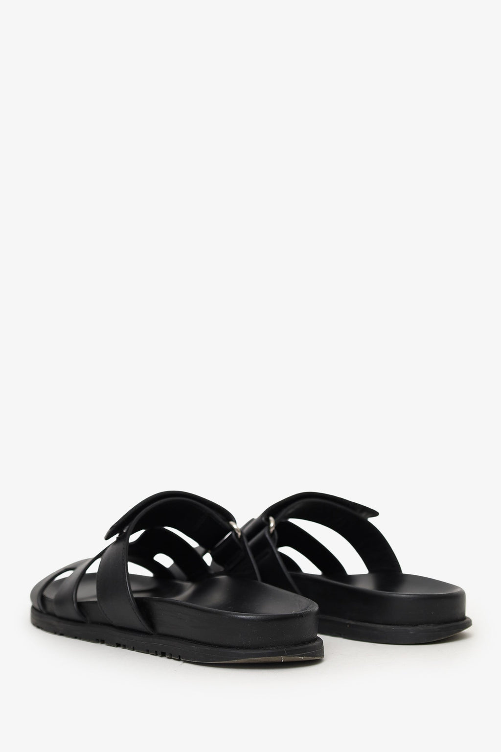 Hermès Black Leather Chypre Sandals Size 38