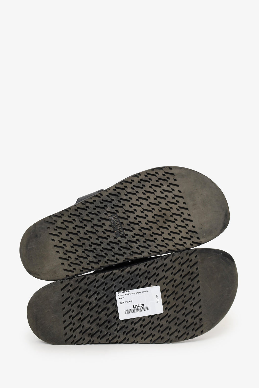 Hermès Black Leather Chypre Sandals Size 38