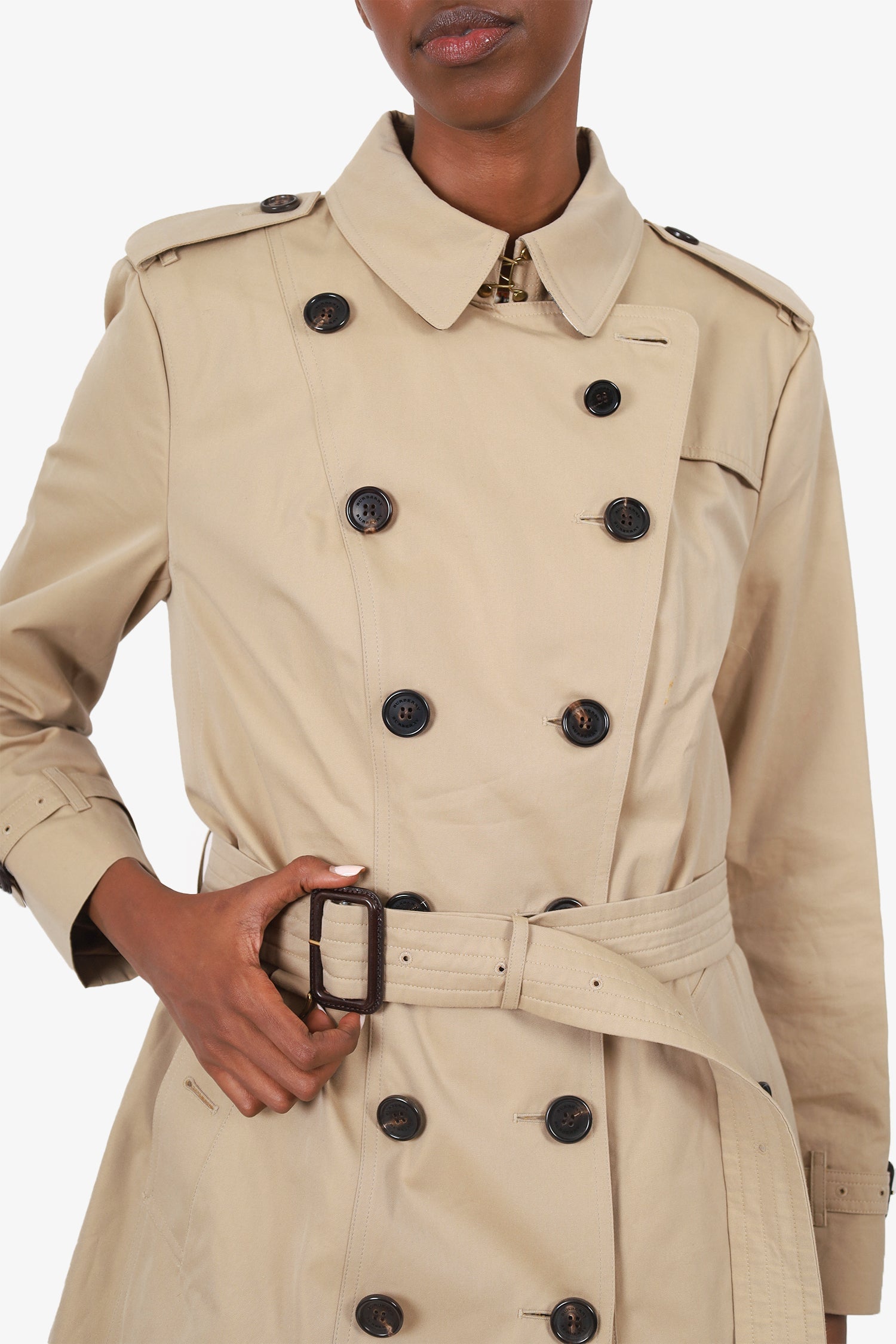 Burberry Beige Short Trench Coat Size 14