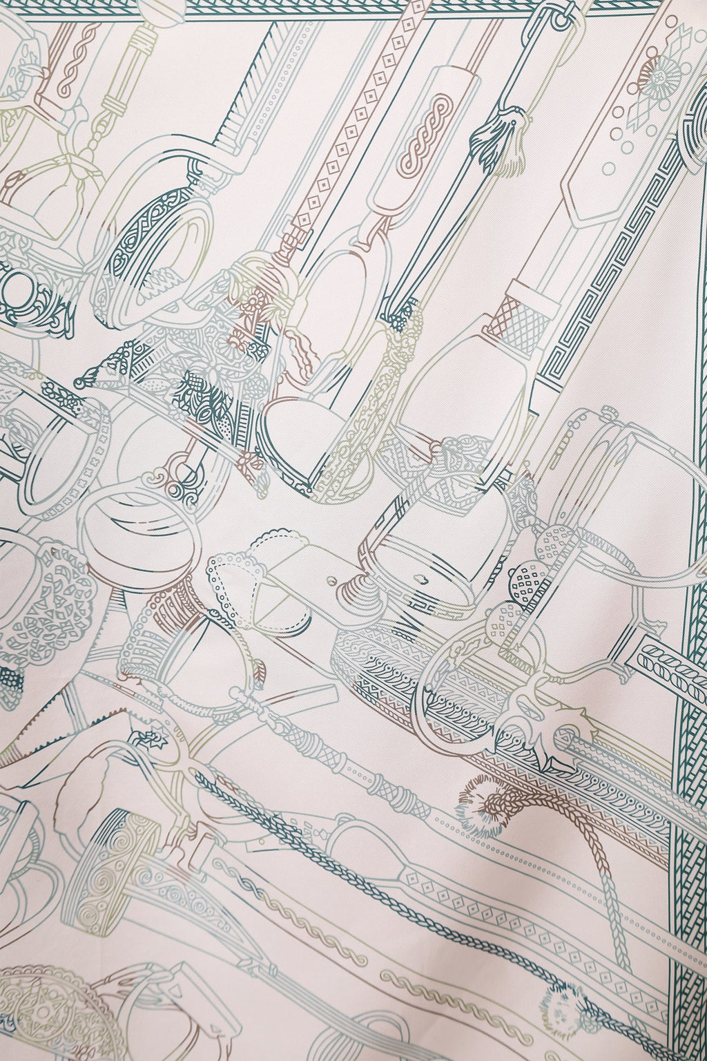 Hermes Pink/Green Silk Pattern Scarf 70