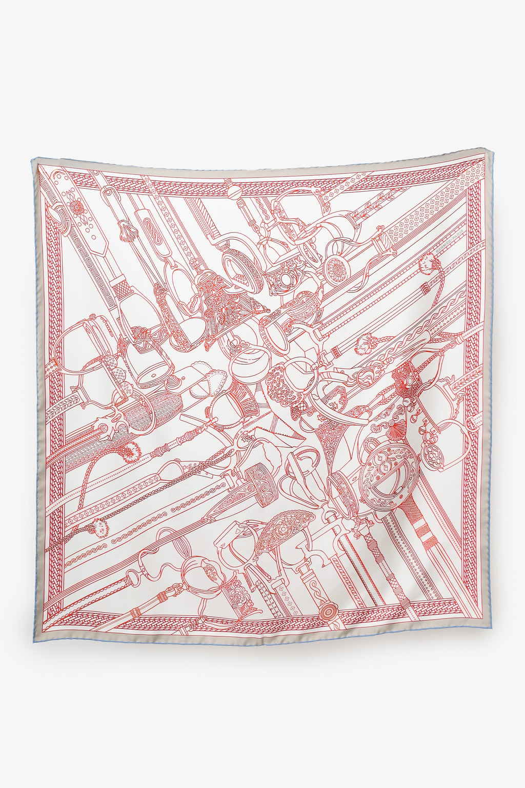 Hermès White/Multi Silk Pattern Scarf 70