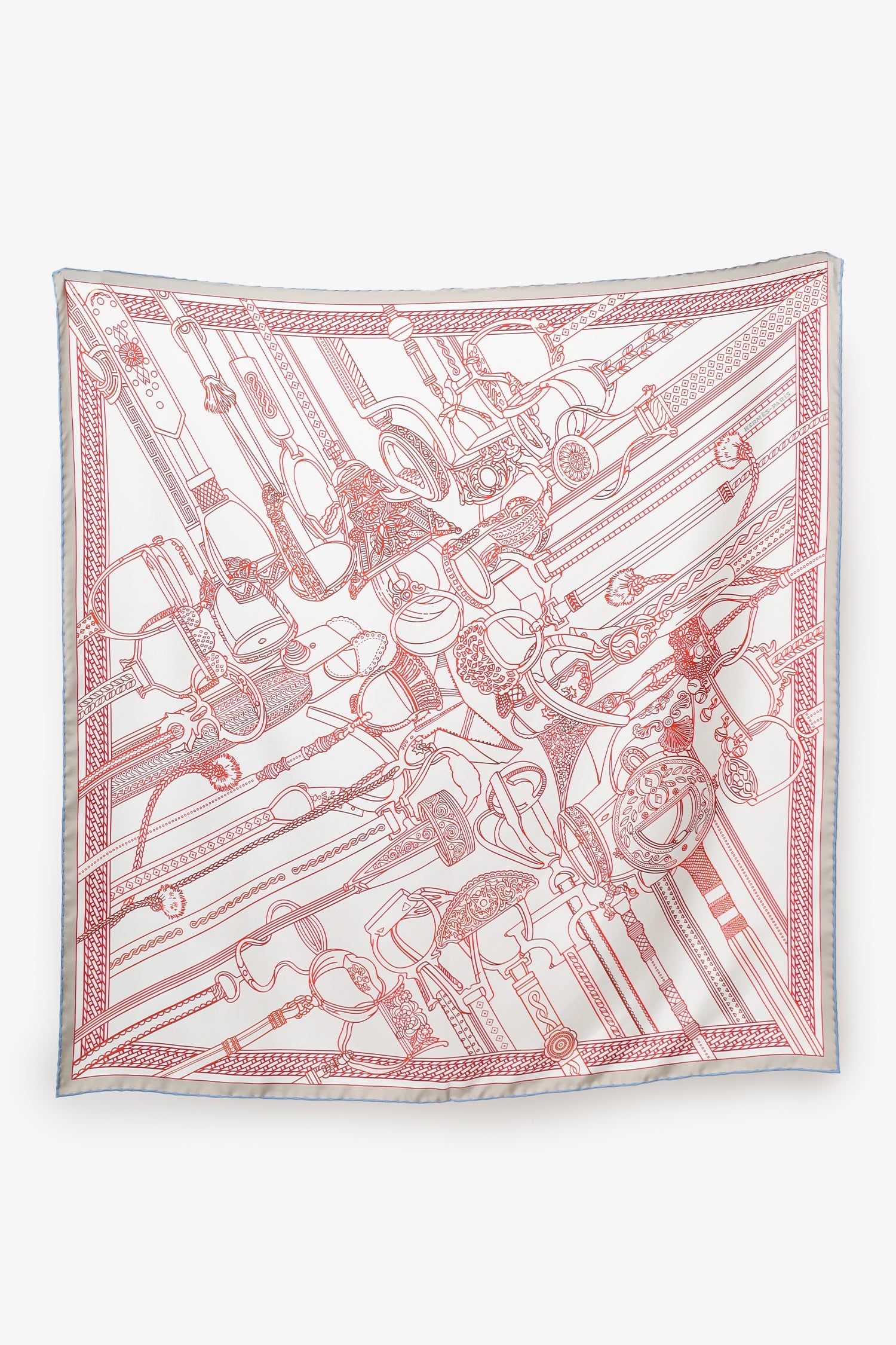Hermès White/Multi Silk Pattern Scarf 70