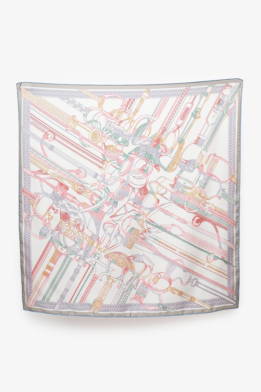 Hermès White/Multi Silk Pattern Scarf 70