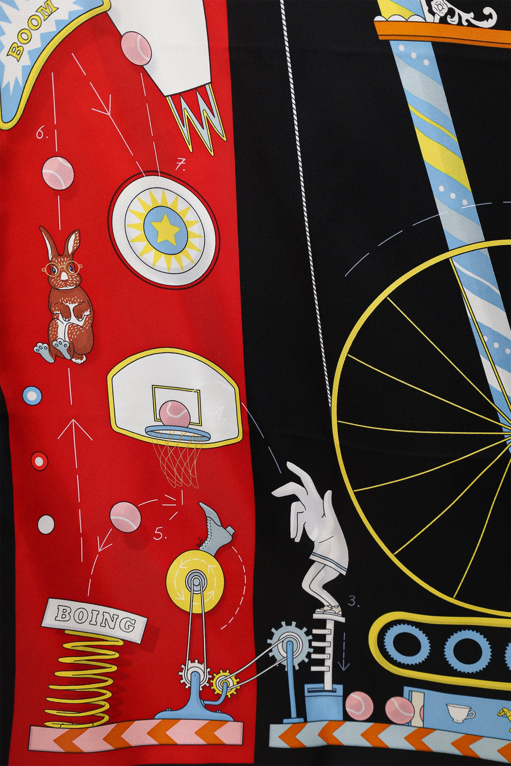 Hermes Blue/Yellow Silk Pattern Scarf 90