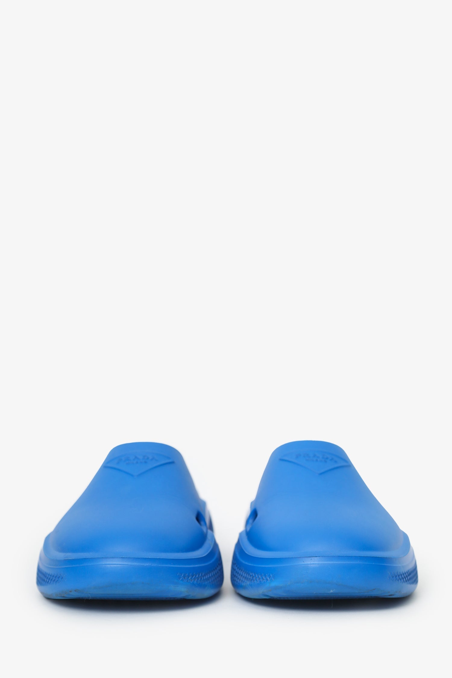 Prada Blue Rubber Mellow Logo-embellished Slides Size 41 Mens