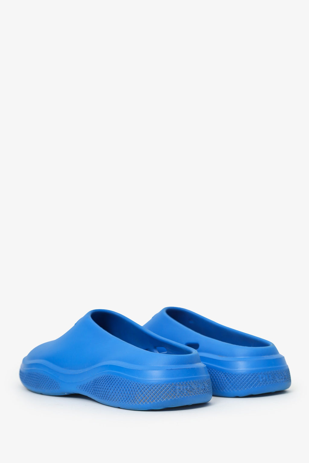 Prada Blue Rubber Mellow Logo-embellished Slides Size 41 Mens