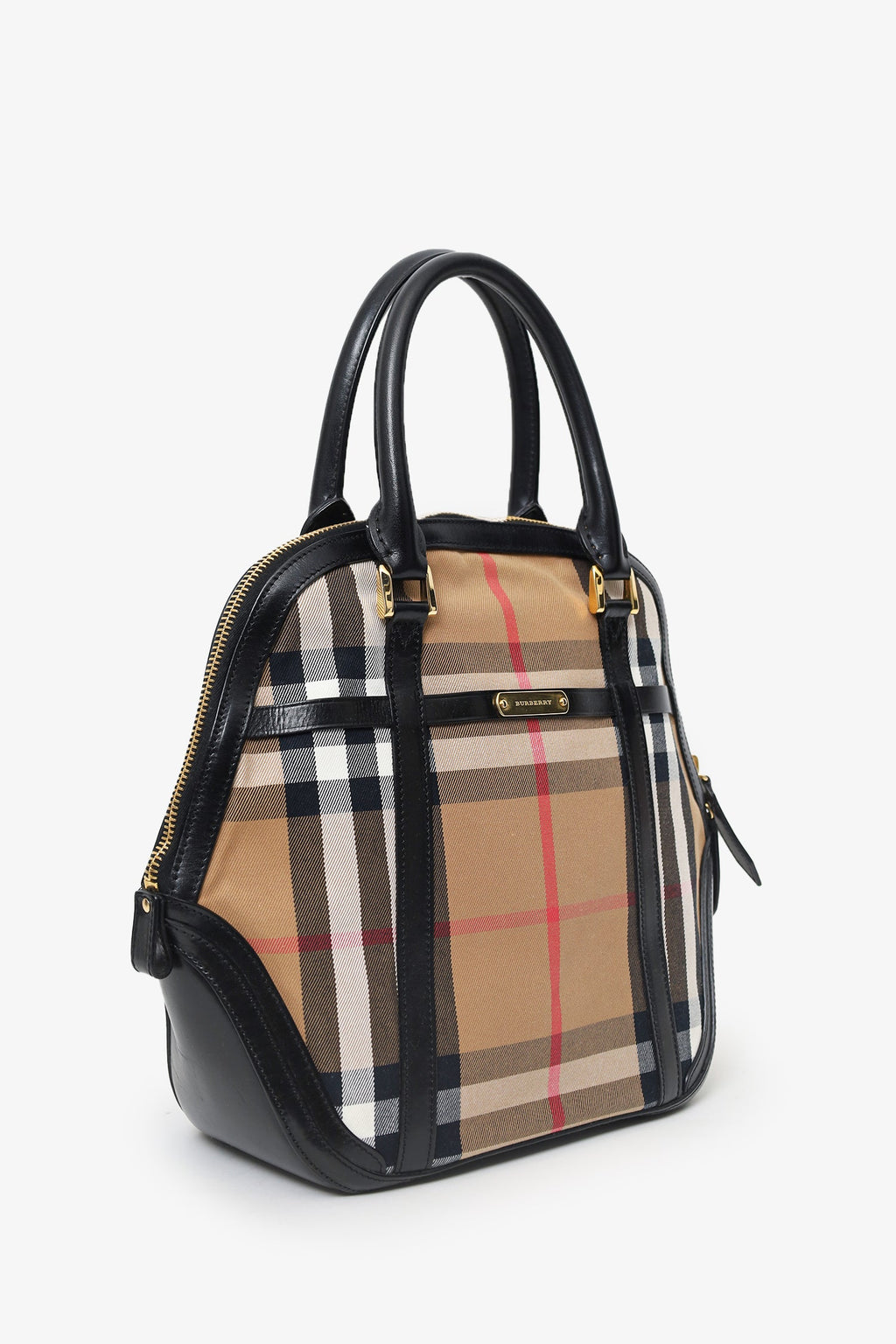 Burberry Nova Check/Leather Top Handle Bag