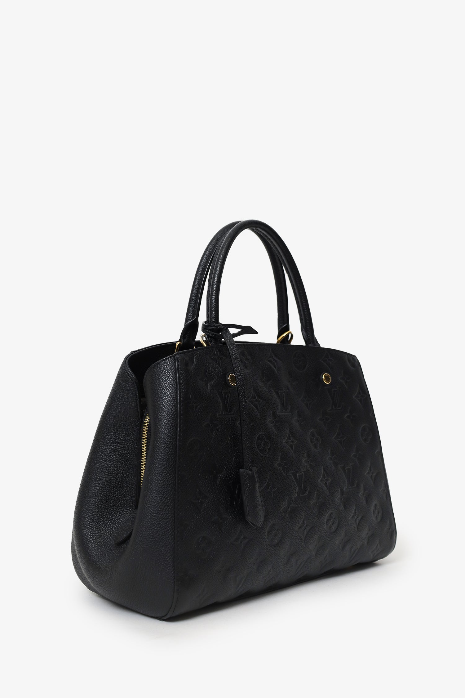Louis Vuitton 2015 Black Empreinte Leather Montaigne Top Handle With Strap