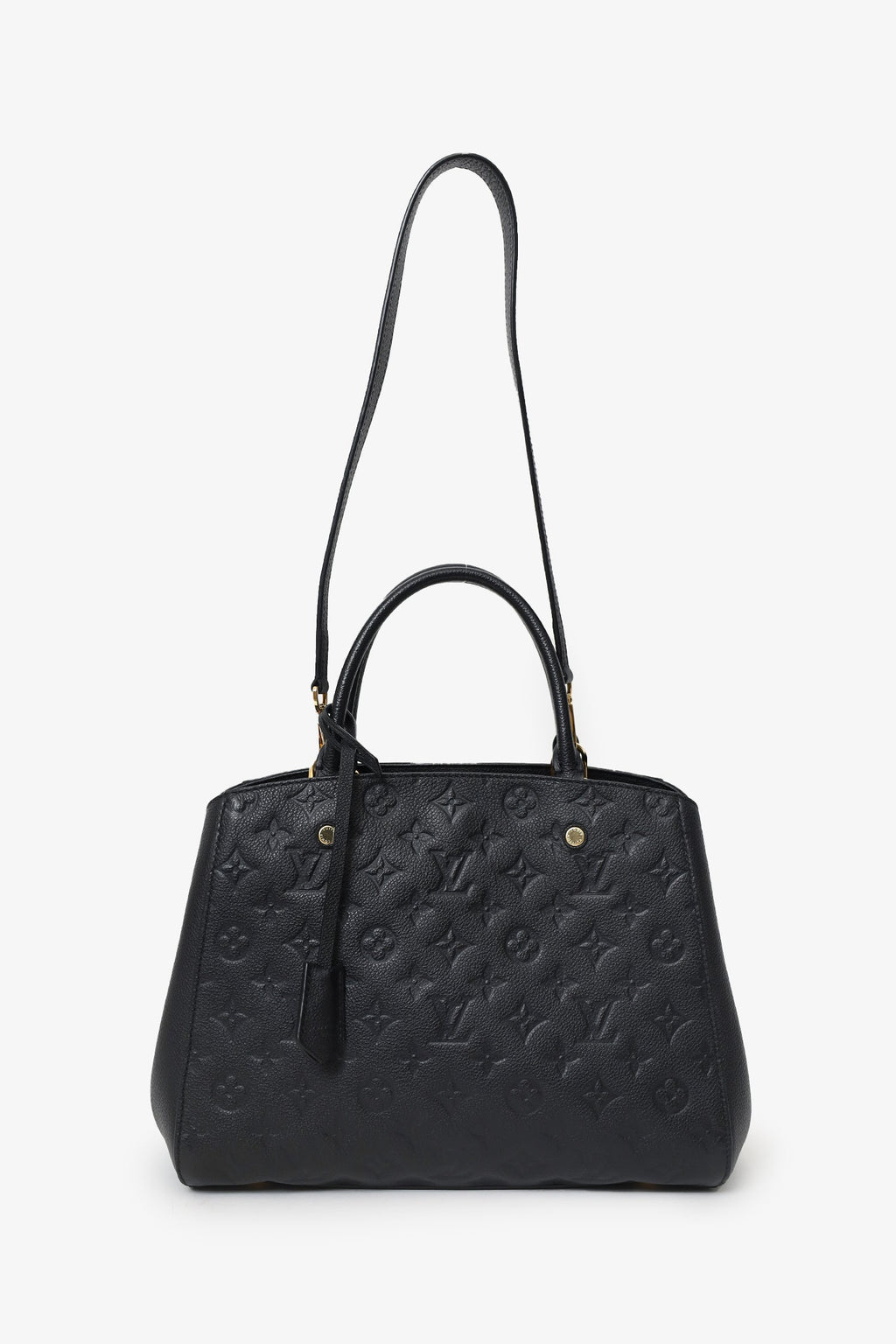 Louis Vuitton 2015 Black Empreinte Leather Montaigne Top Handle With Strap