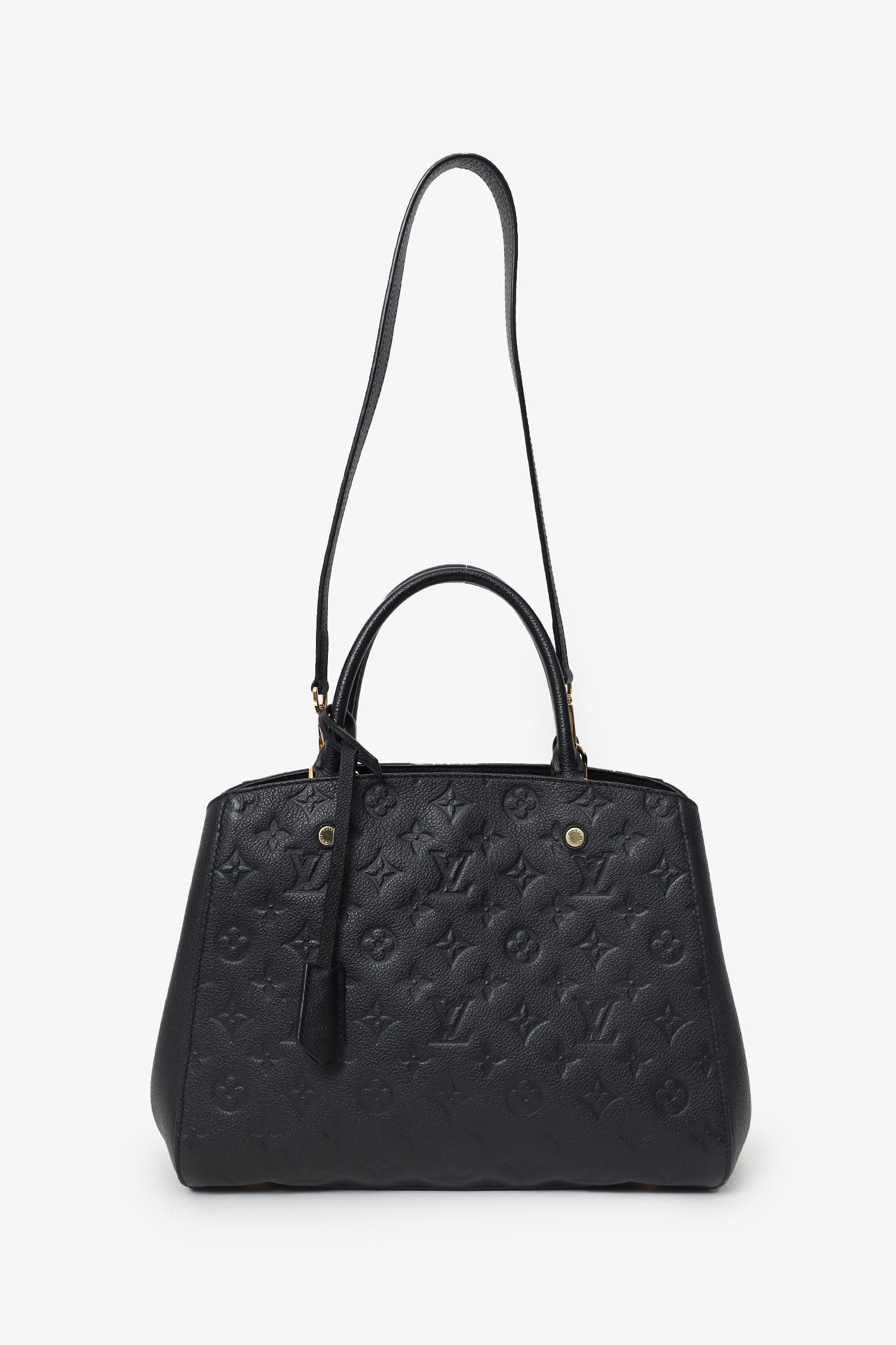 Louis Vuitton 2015 Black Empreinte Leather Montaigne Top Handle With Strap