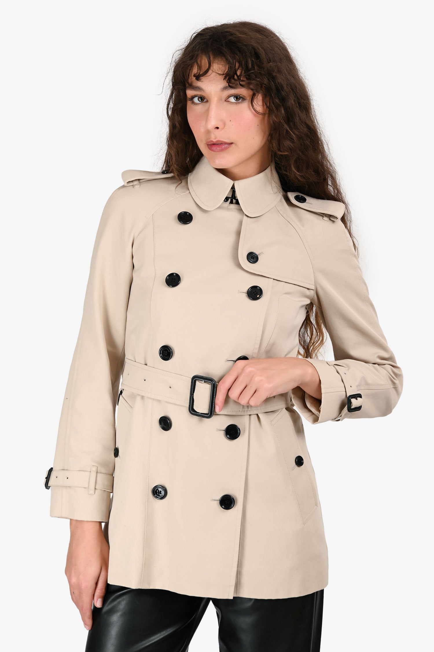 Burberry Light Beige Belted Short Trench Size 0