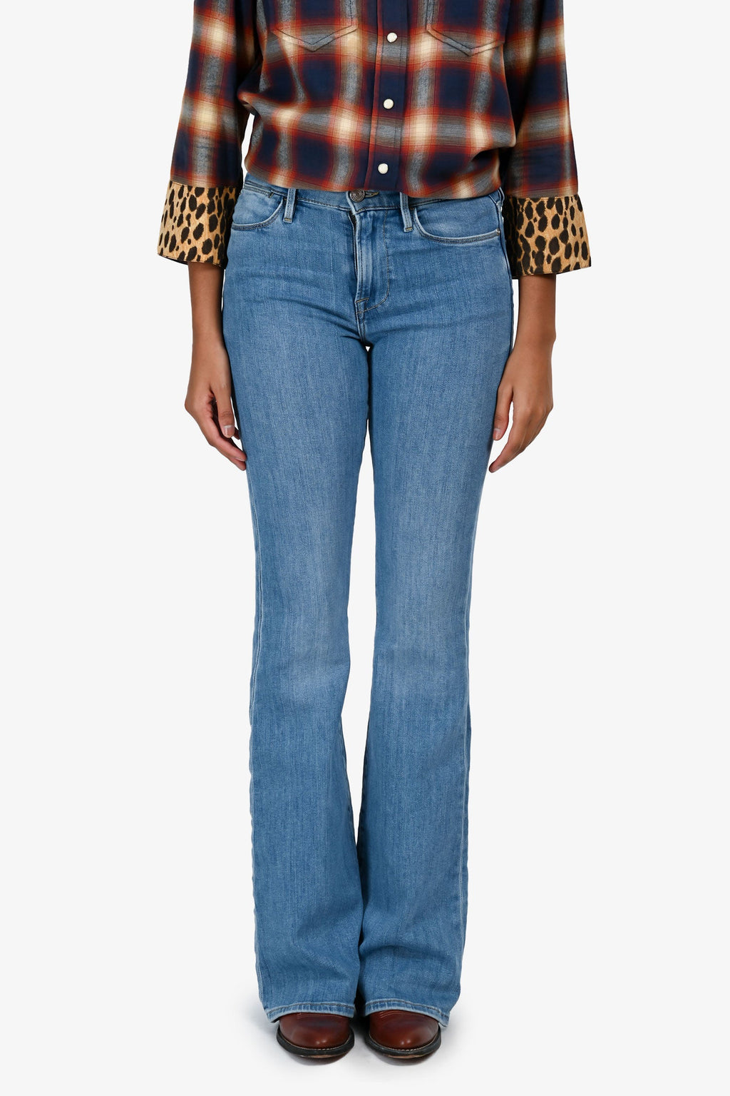 Frame Blue Cotton 'Jonah' Boot Cut High Waist Jeans Size 25