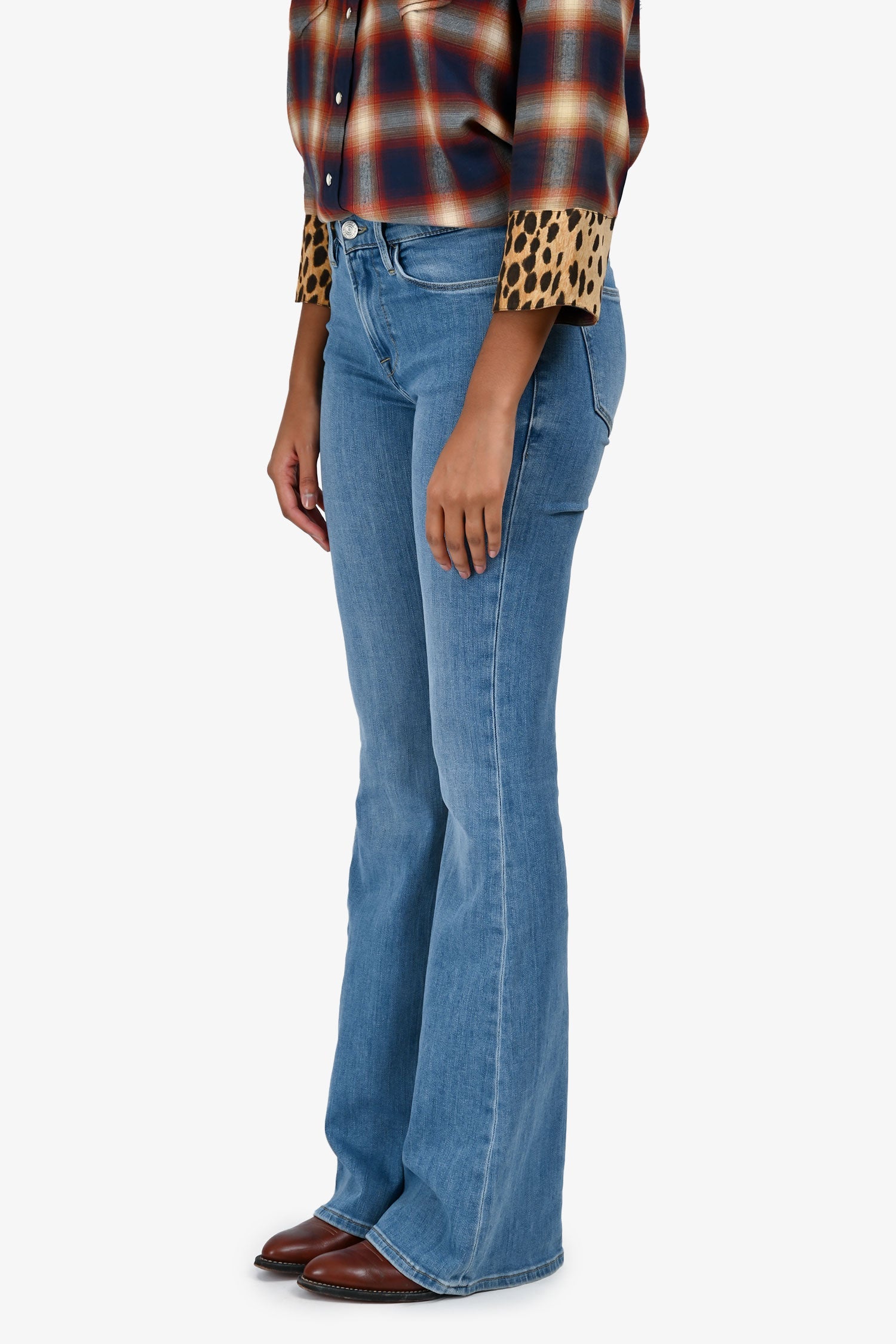 Frame Blue Cotton 'Jonah' Boot Cut High Waist Jeans Size 25