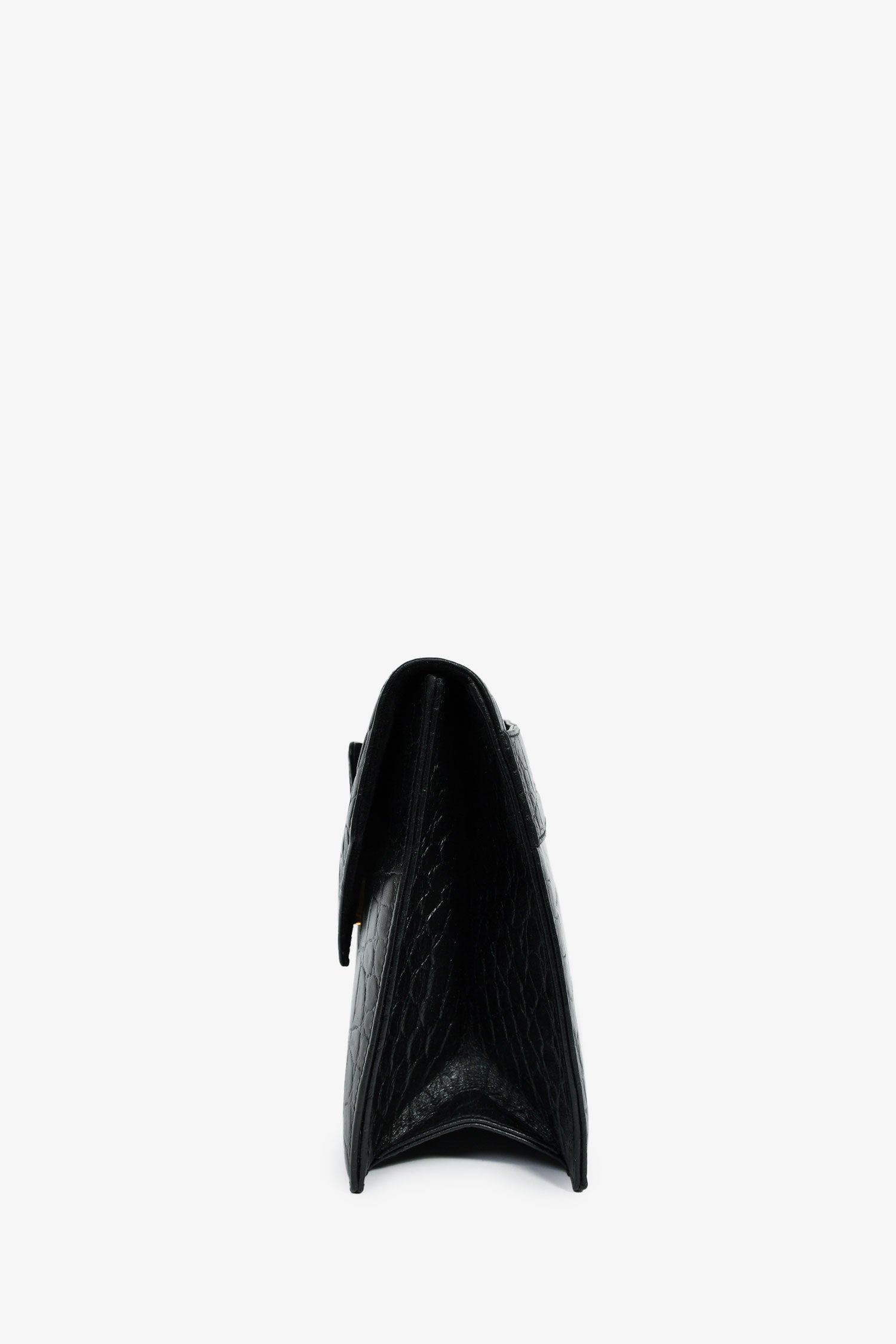 Alexander McQueen Black Croc Effect Leather Envelope Clutch