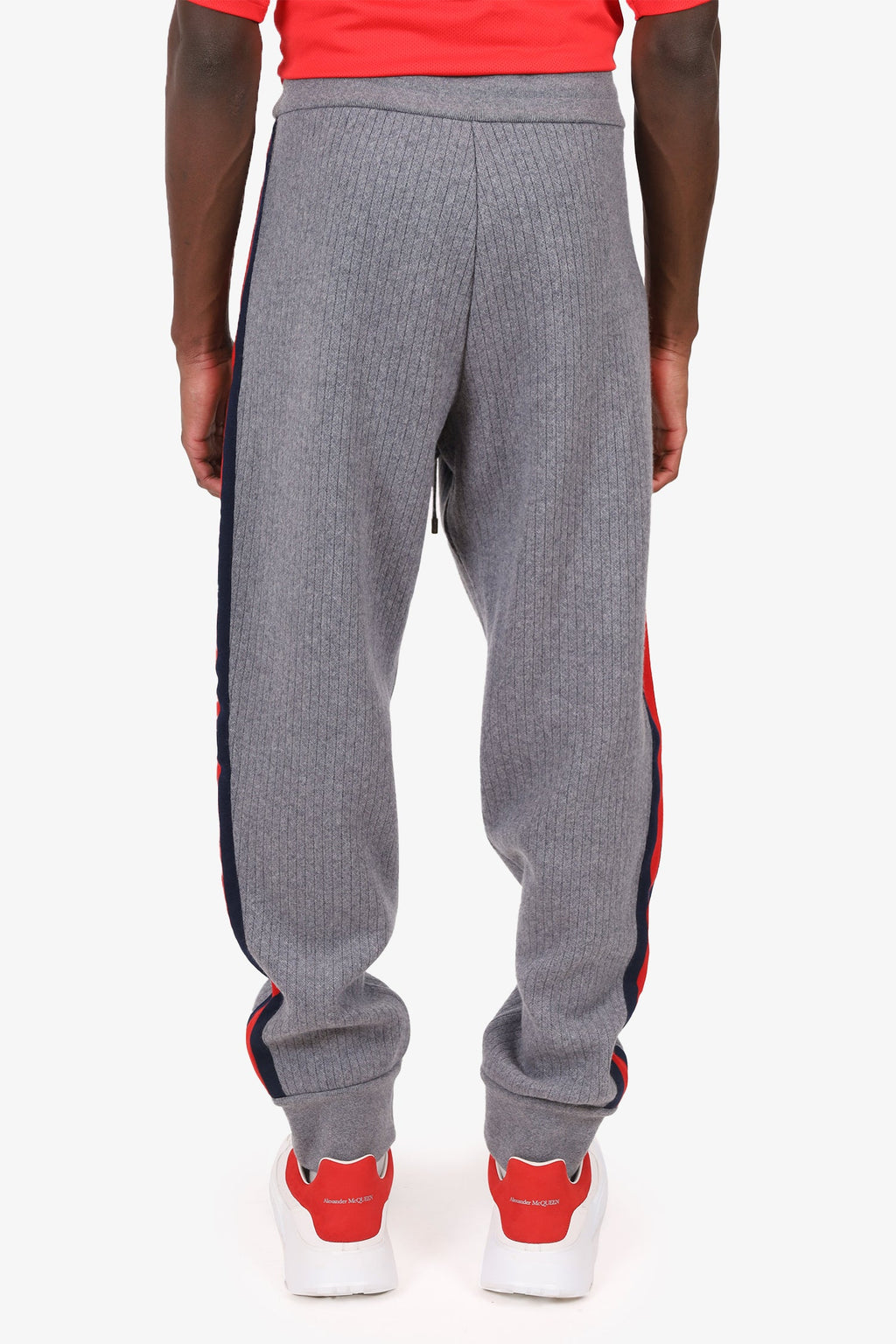 Gucci Grey Wool/Cashmere Web Trim Knit Sweatpants Size XL Mens