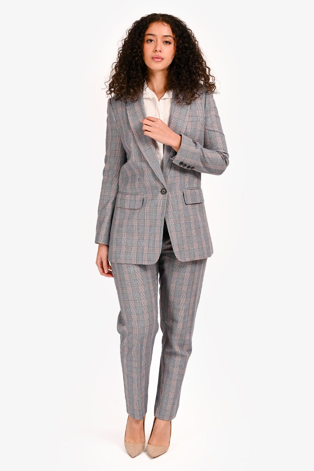 Equipment Blue Plaid Suit Size 4