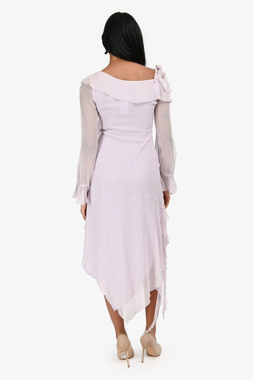 Blumarine Lilac Ruffle Long Sleeve Asymmetrical Dress Size 2