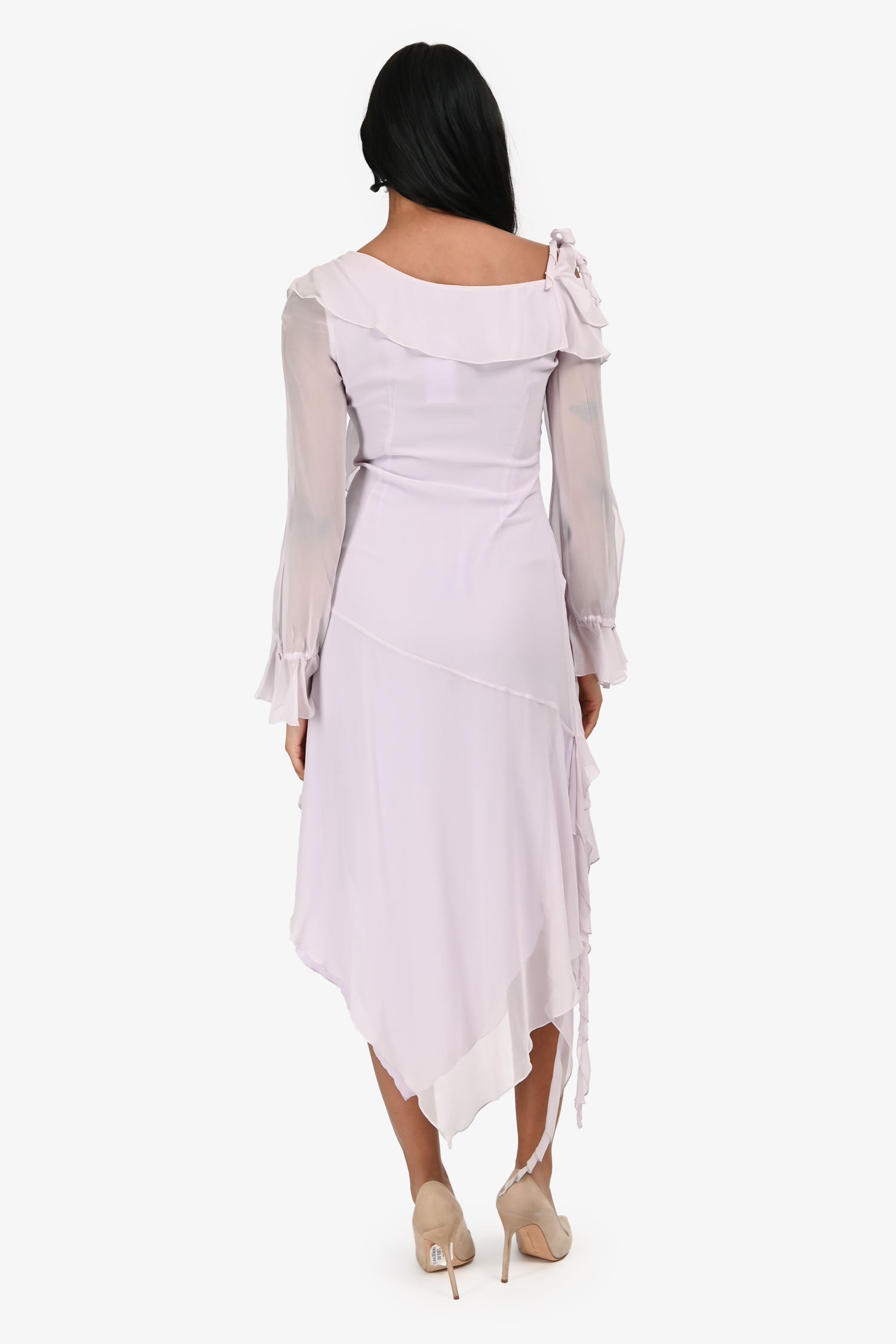 Blumarine Lilac Ruffle Long Sleeve Asymmetrical Dress Size 2