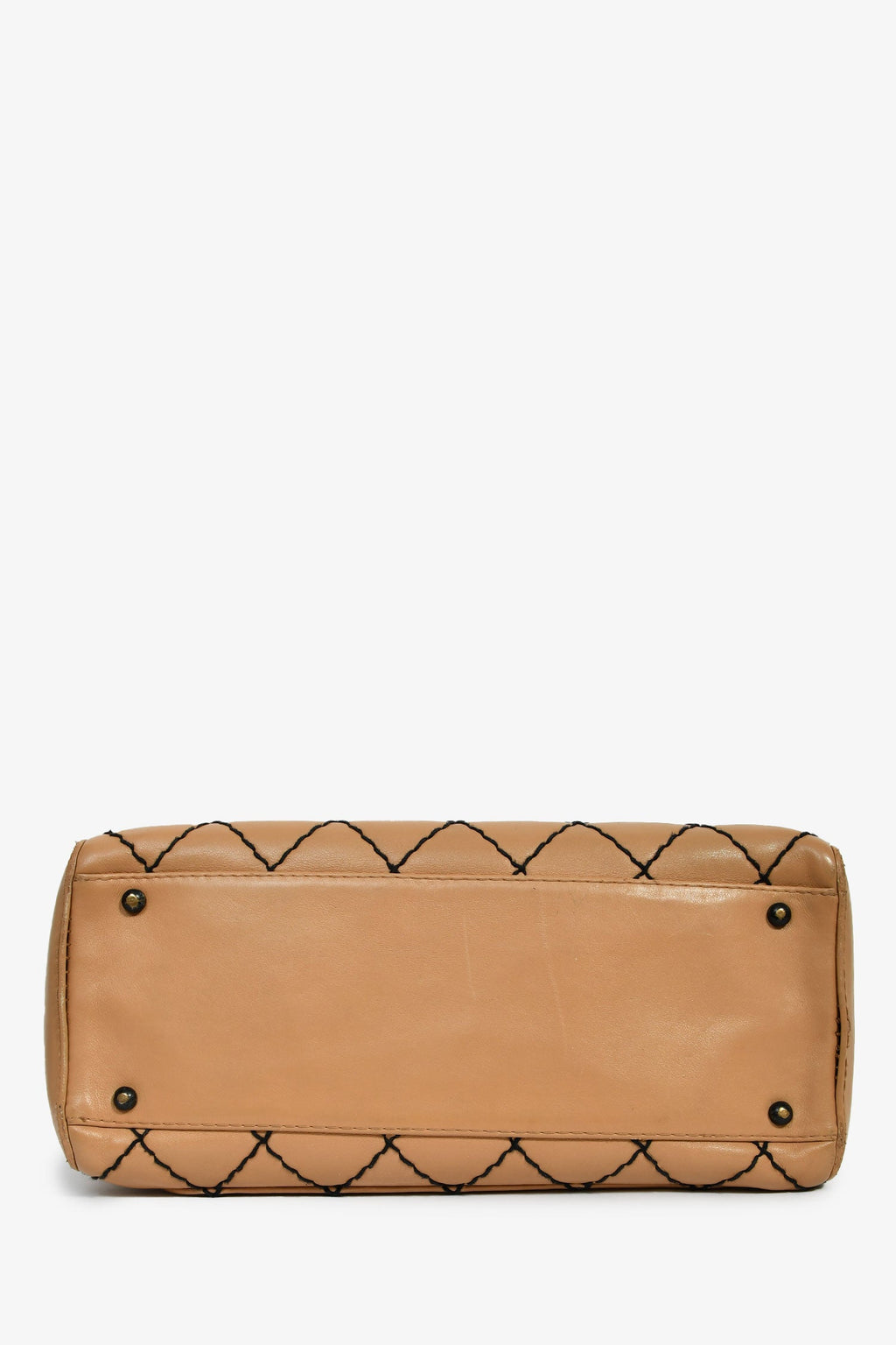 Pre-Loved Chanel™ 2000-2002 Tan Contrast Leather Medium Boston Bag