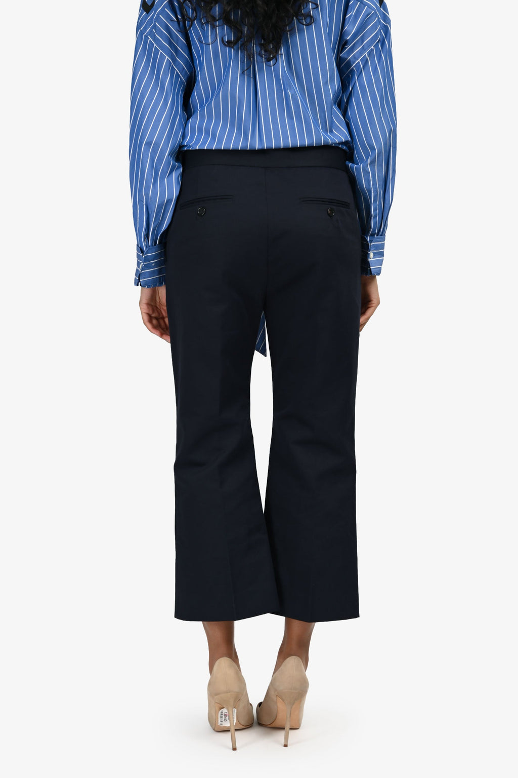 Marni Blue Cotton Straight Leg Cropped Trousers Size 40