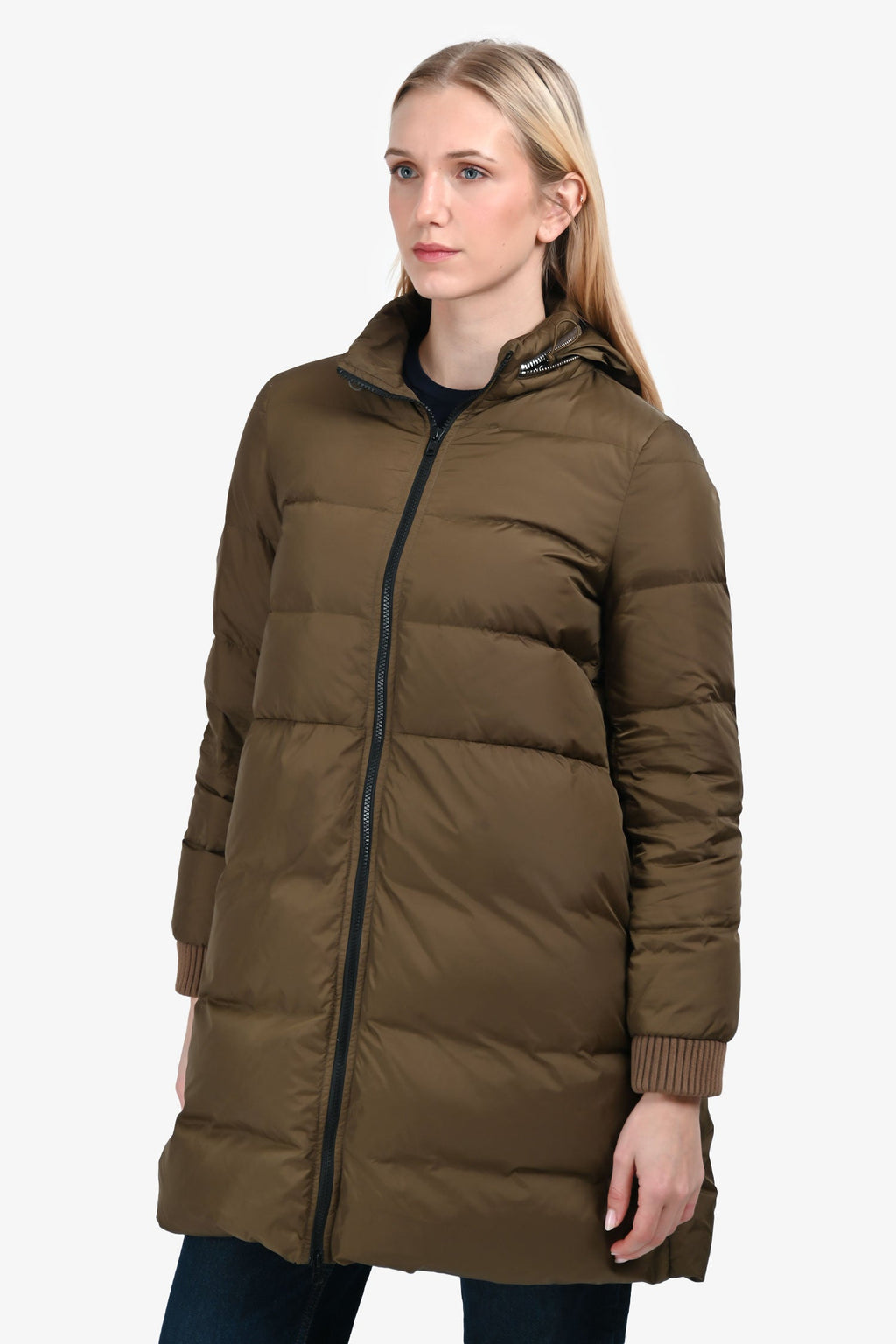 MM6 Maison Margiela Green Down Zip Up Hooded Jacket Size 40