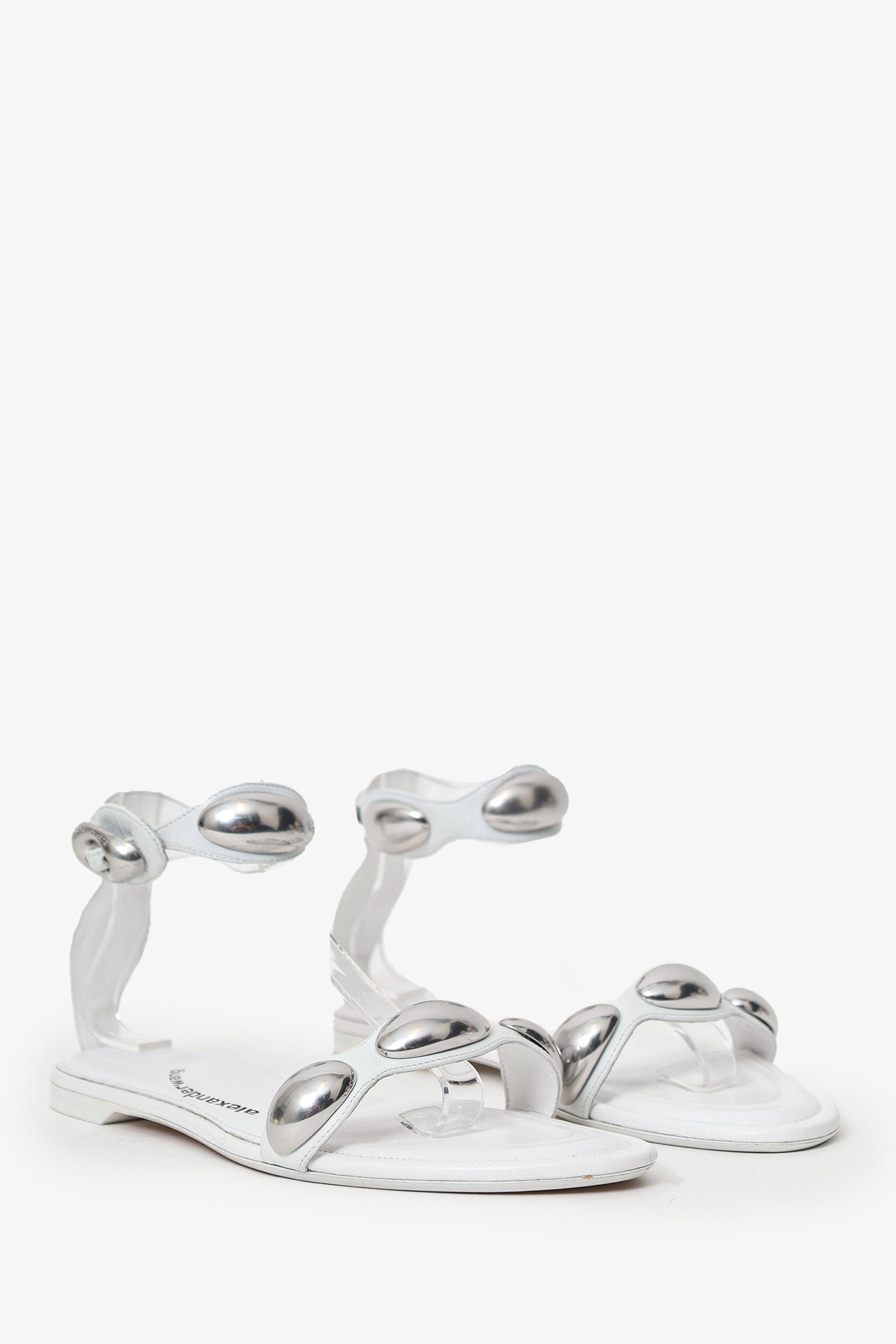 Alexander Wang White Leather SHW Sandals Size 40