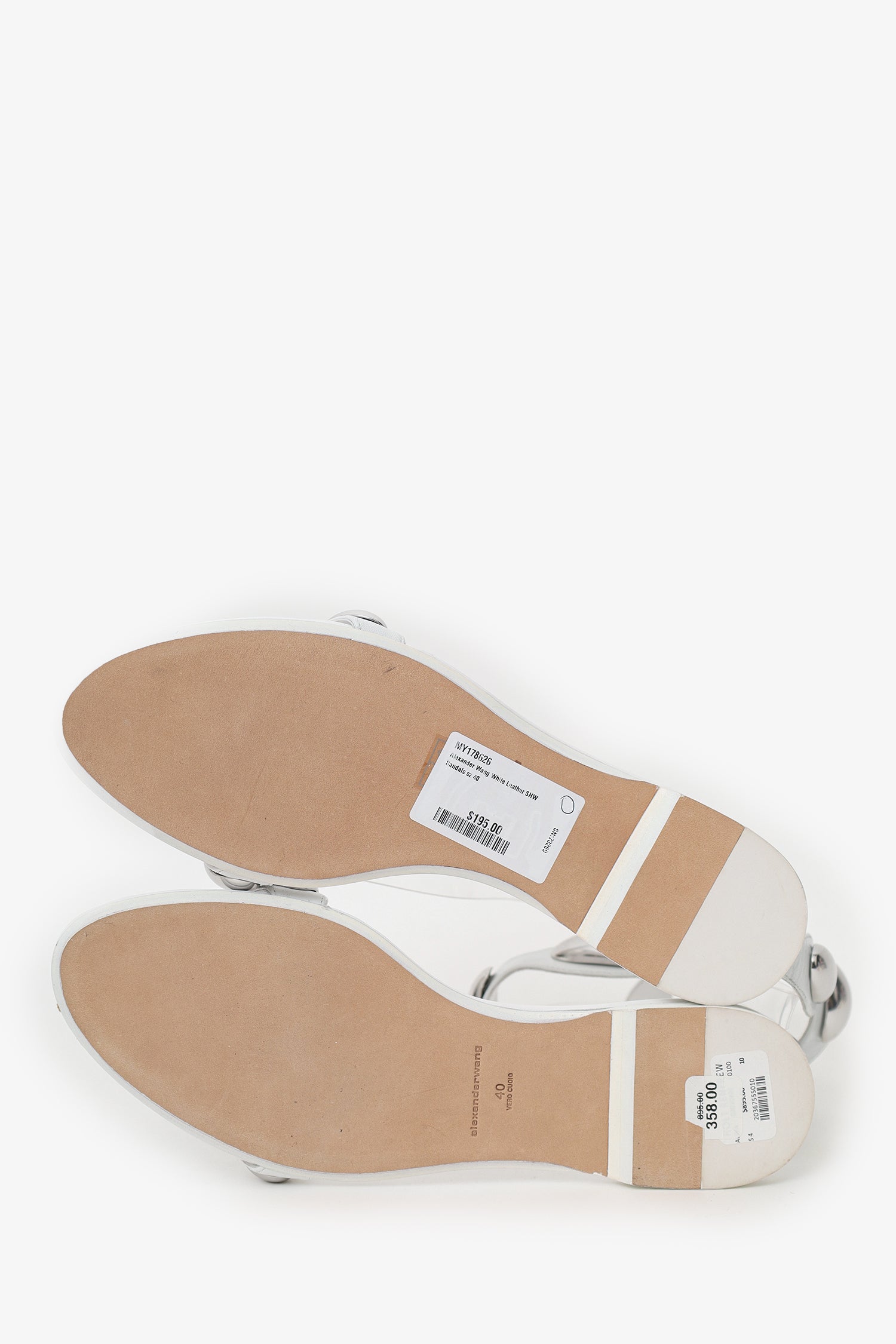 Alexander Wang White Leather SHW Sandals Size 40