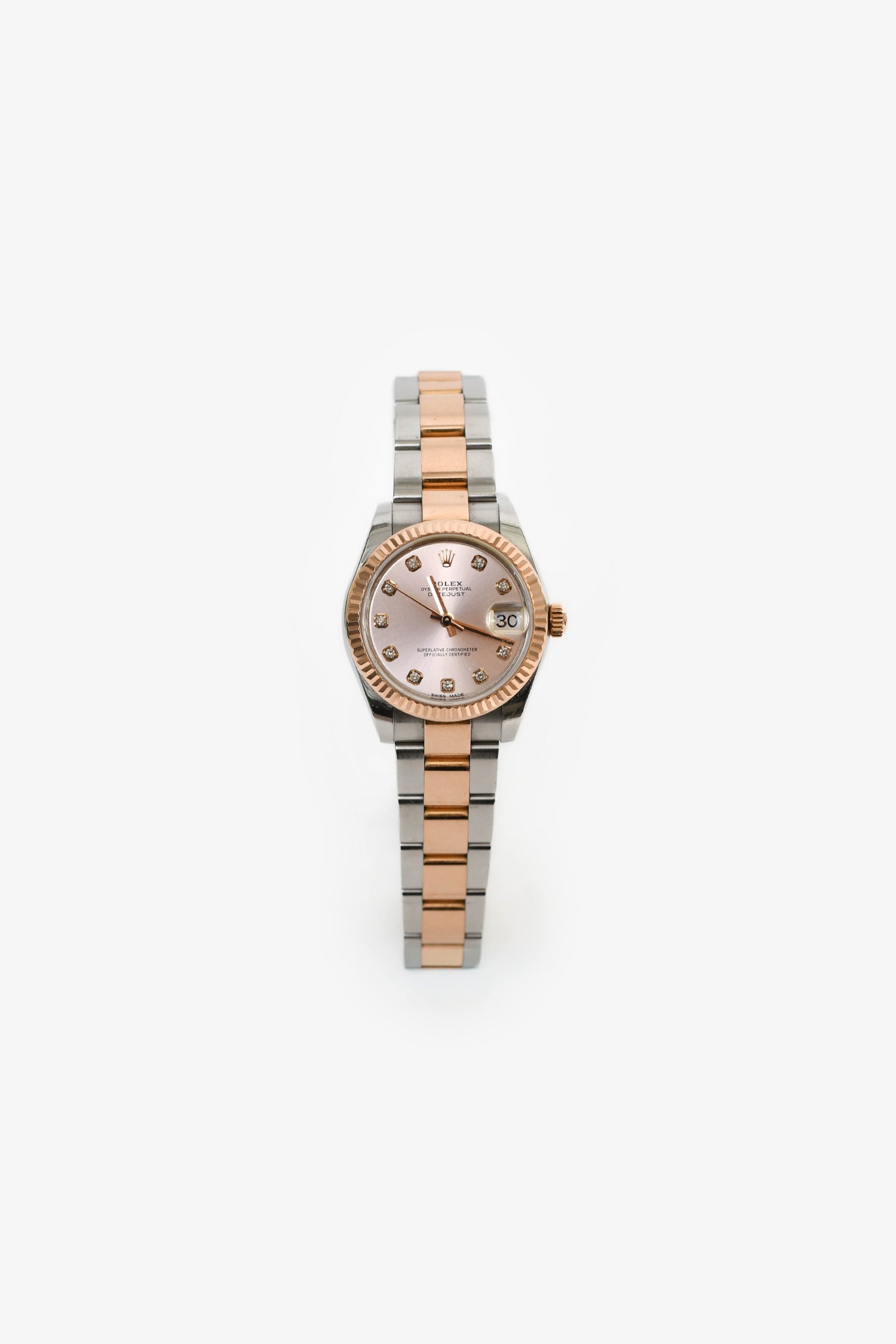 Rolex Stainless Steel 18K Rose Gold Oyster Perpetual 10 Diamond Datejust 31mm