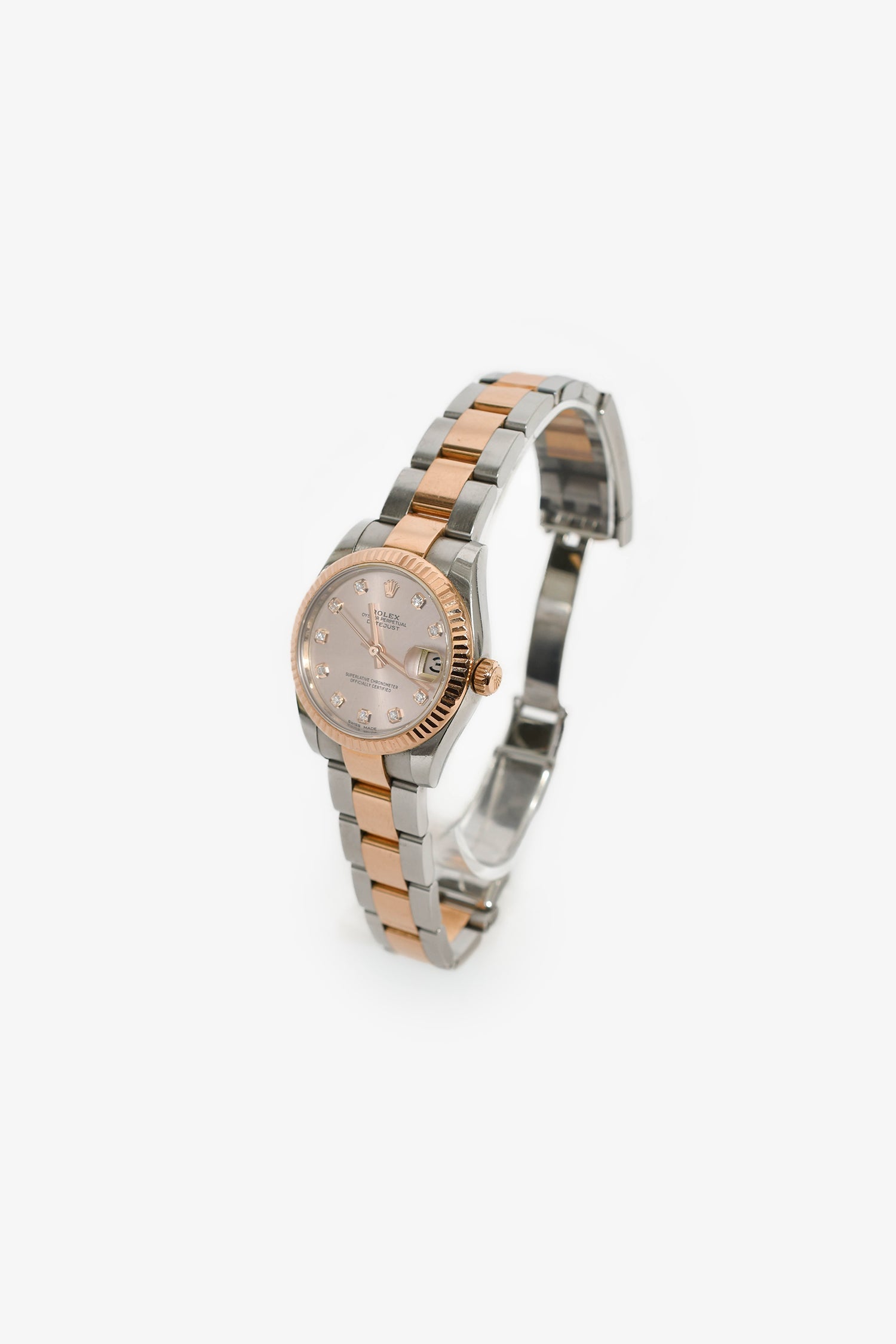 Rolex Stainless Steel 18K Rose Gold Oyster Perpetual 10 Diamond Datejust 31mm