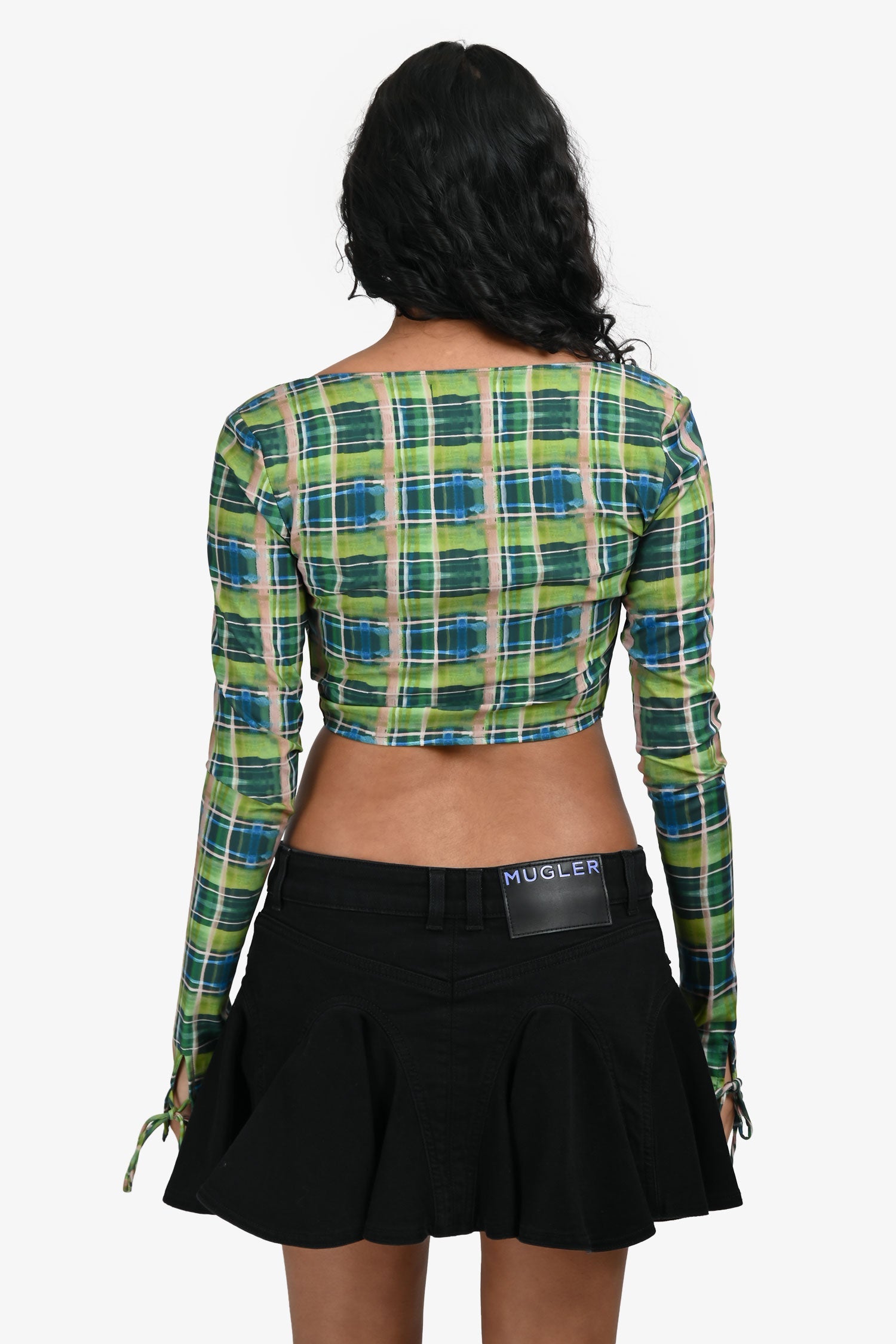 Danielle Guizio Green Check Printed 2-Piece Top Set Size XS