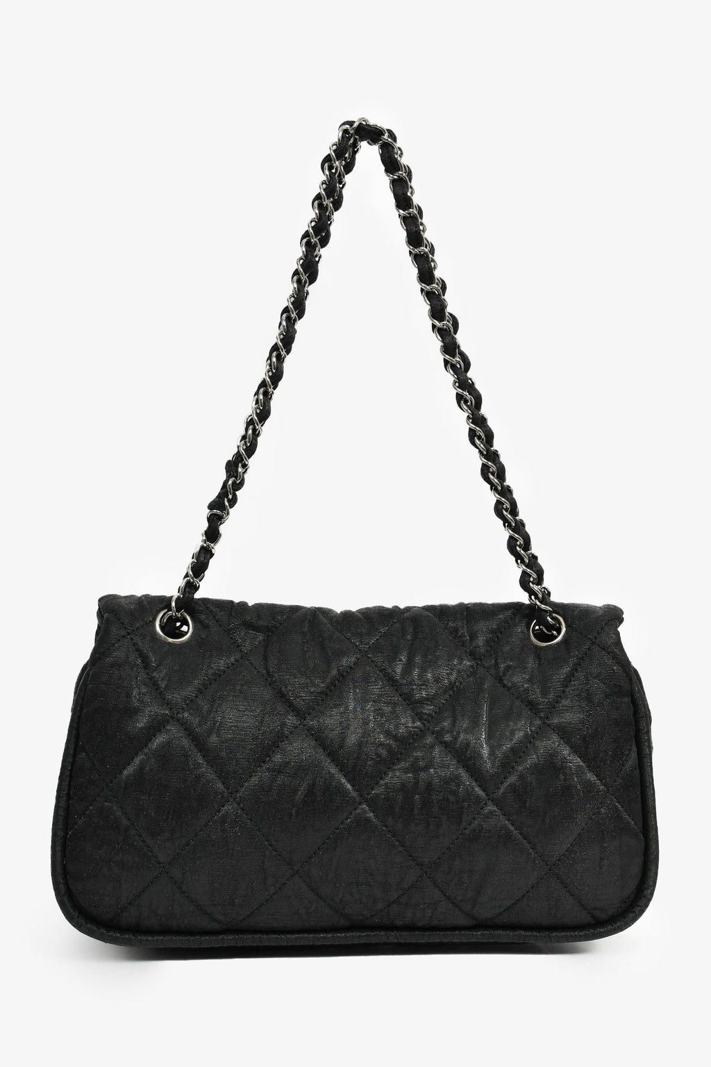 Pre-Loved Chanel™ 2008-09 Black Quilted Coated Canvas Flap Shoulder Bag